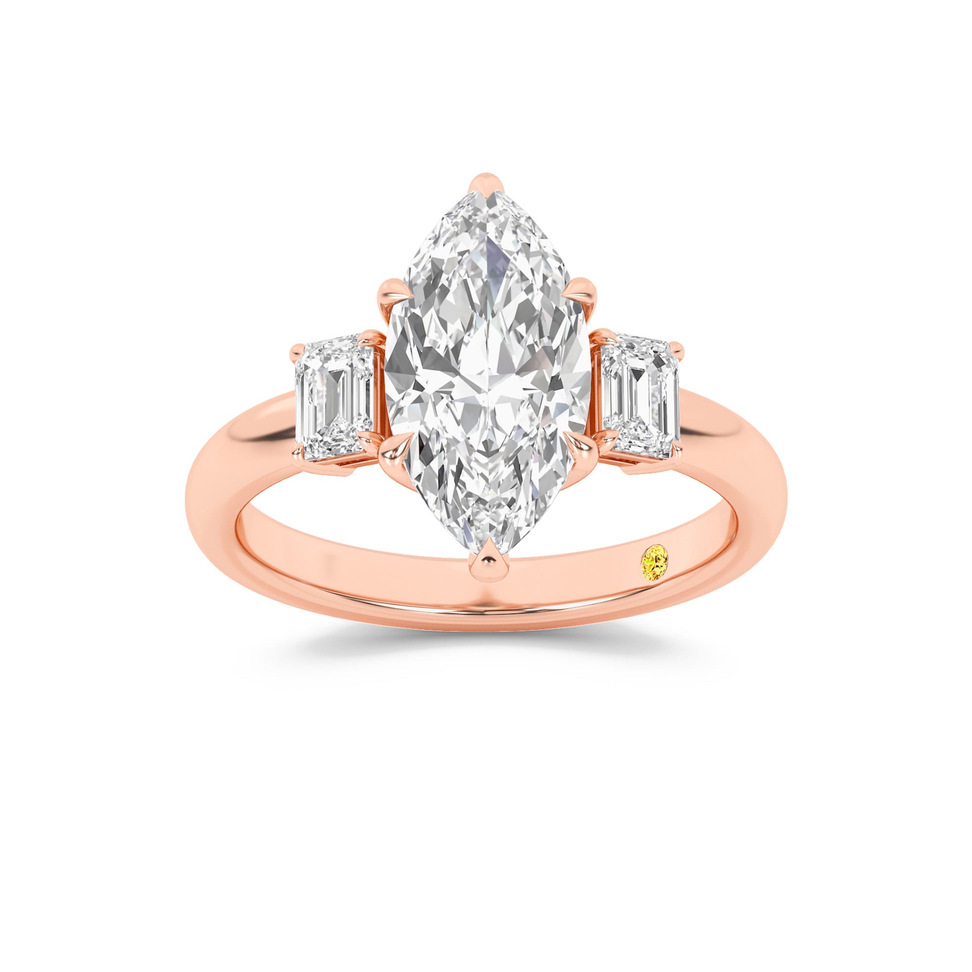 Moonbeam Three Stone Marquise Lab Grown Diamond Engagement Ring