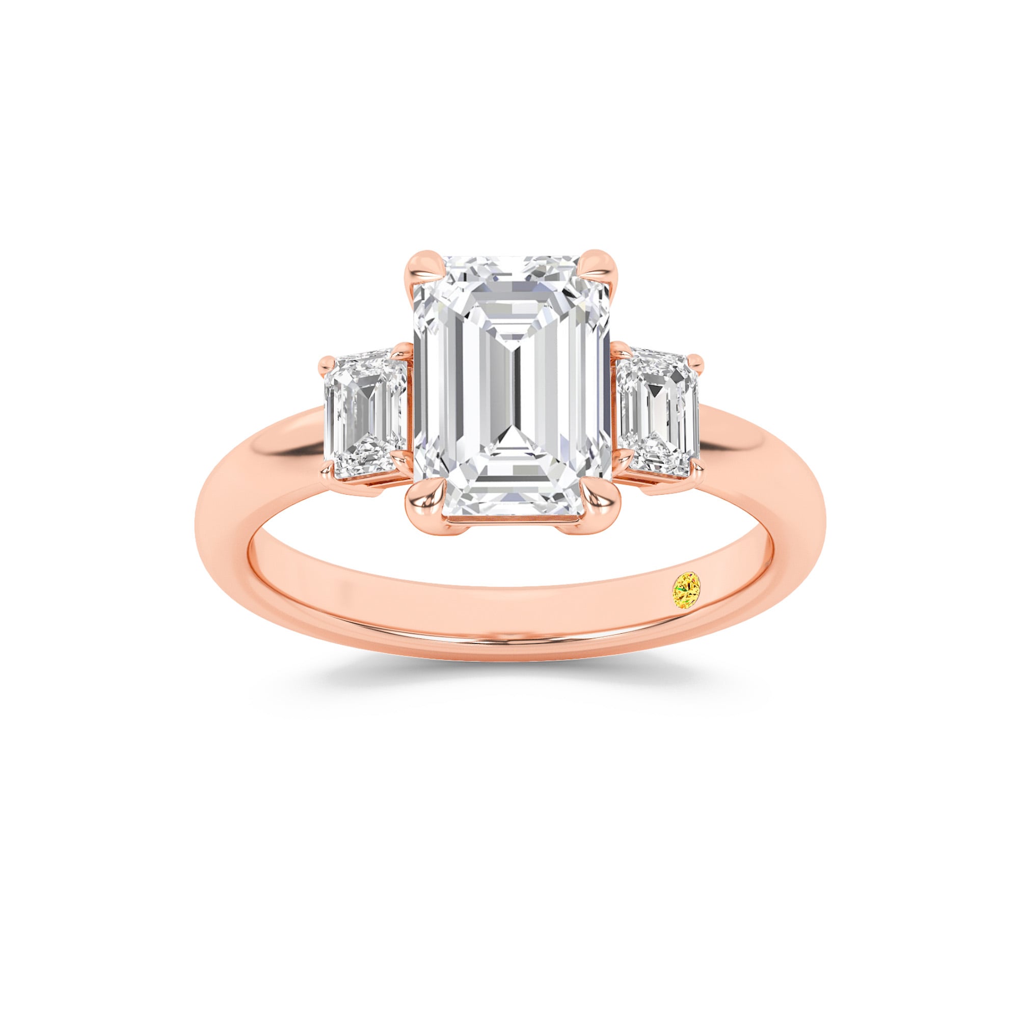 Moonbeam Three Stone Emerald Cut Lab Grown Diamond Engagement Ring