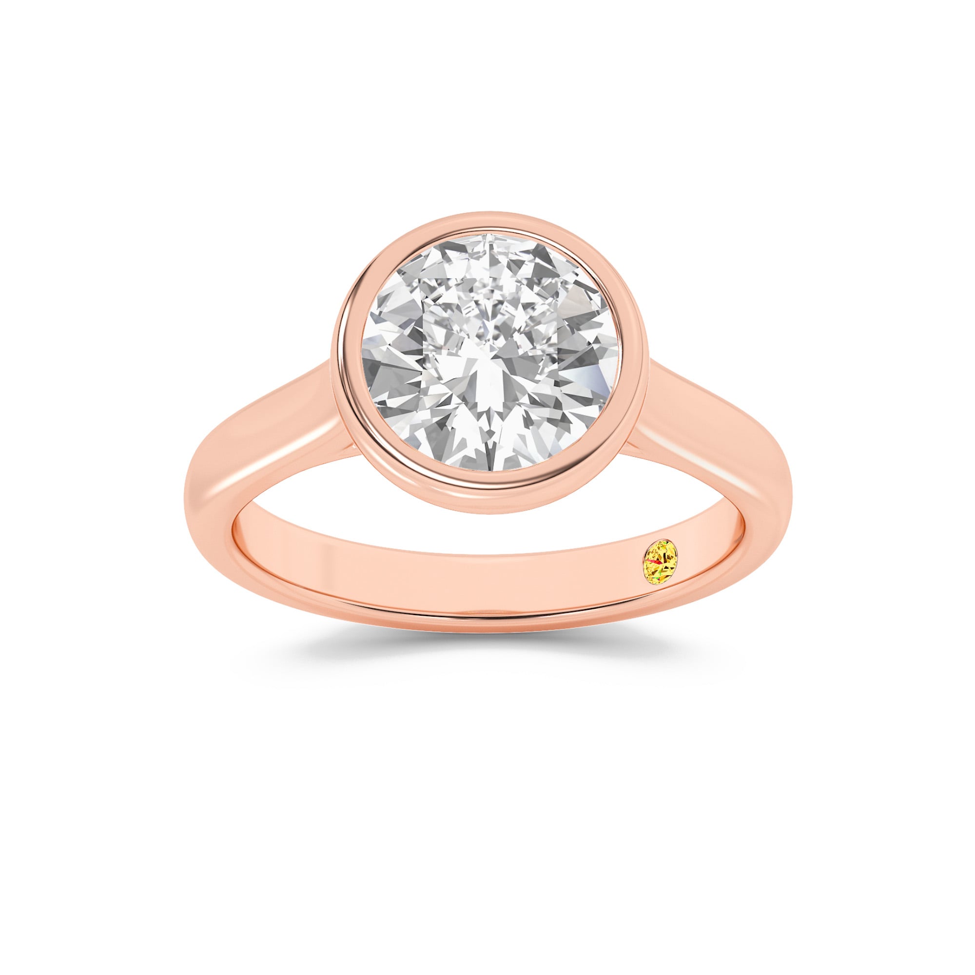 Secret Kiss Bezel Set Round Lab Grown Diamond Engagement Ring