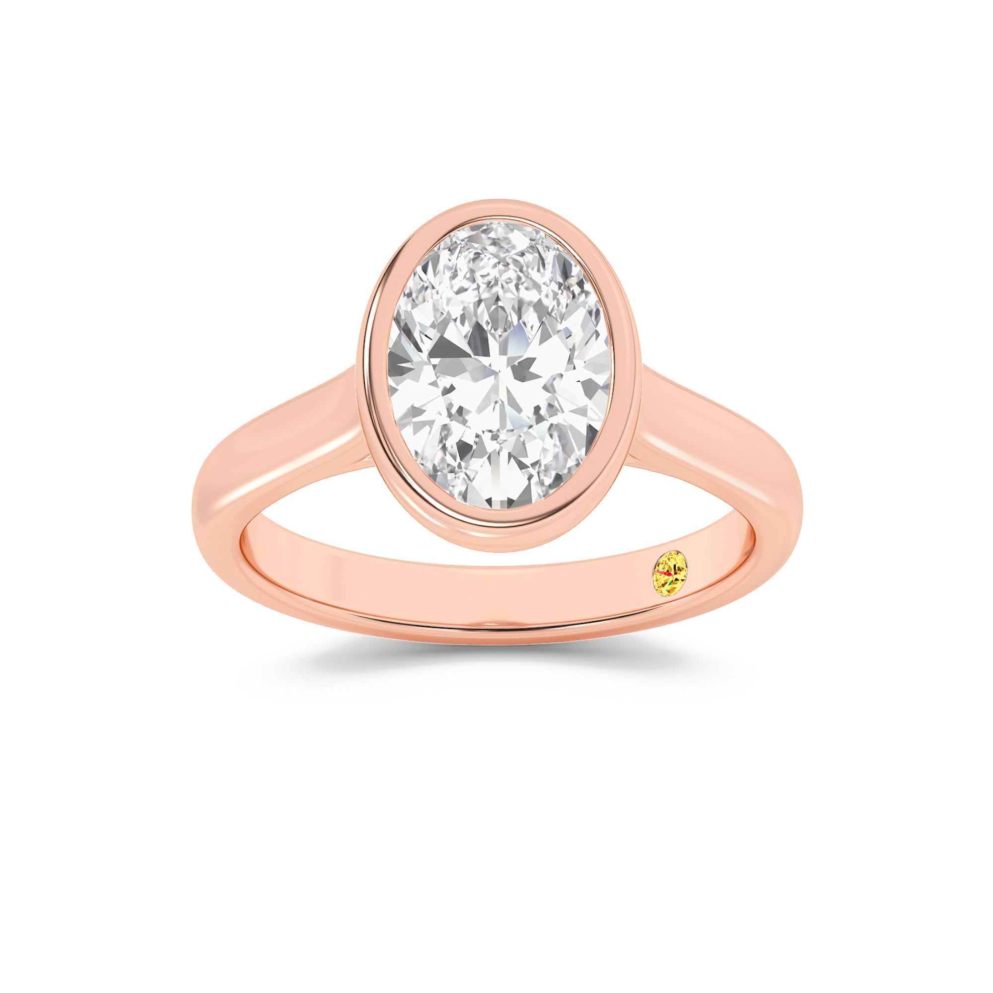 Secret Kiss Bezel Set Oval Lab Grown Diamond Engagement Ring