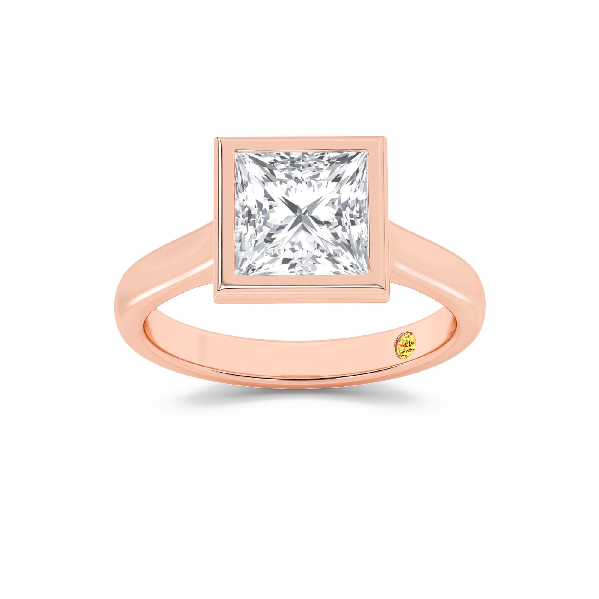 Secret Kiss Bezel Set Princess Cut Lab Grown Diamond Engagement Ring