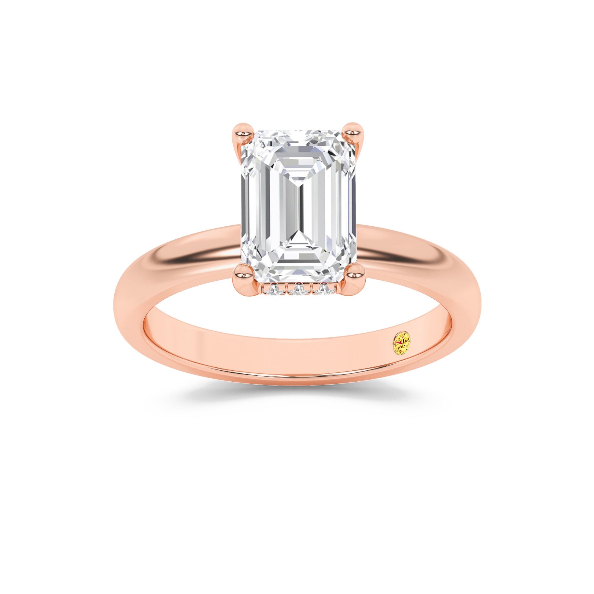 Firefly Hidden Halo Emerald Cut Lab Grown Diamond Engagement Ring