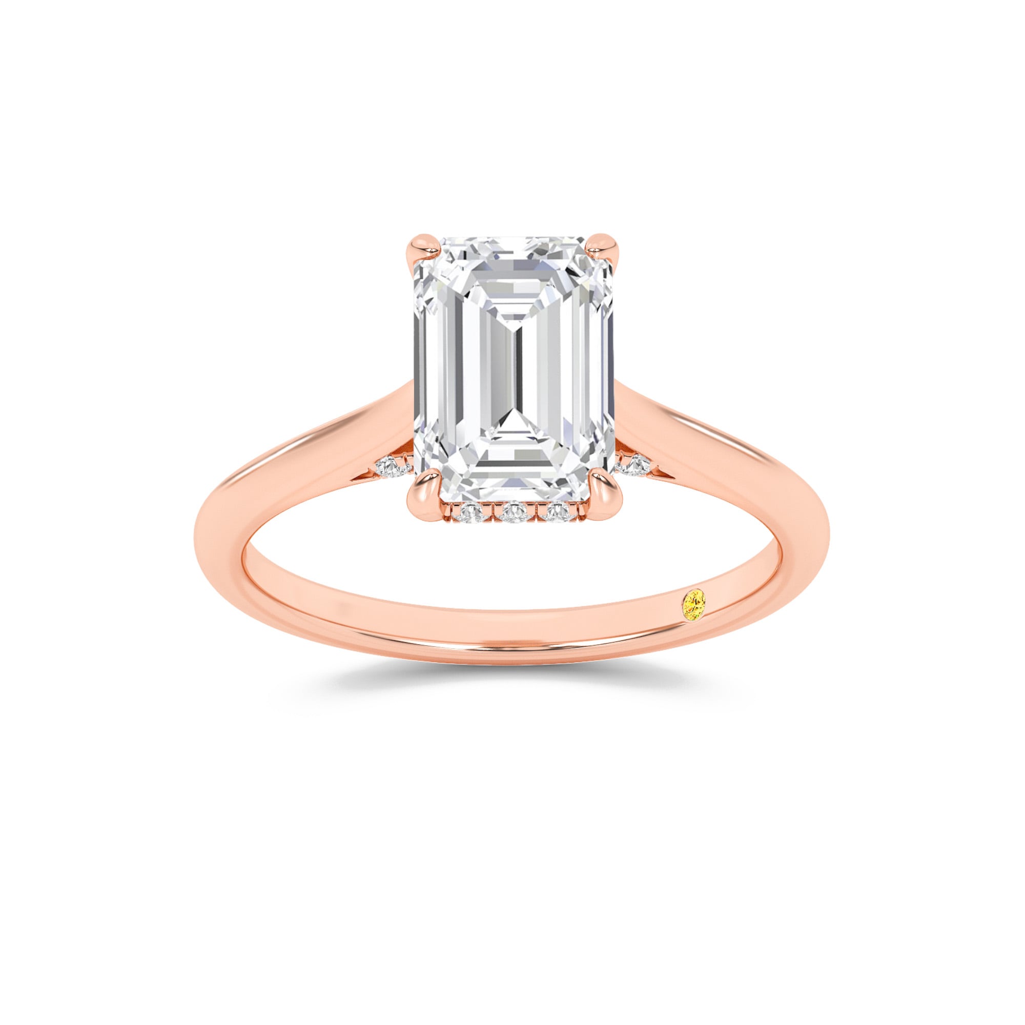 Twinkle Hidden Halo Emerald Cut Lab Grown Diamond Engagement Ring