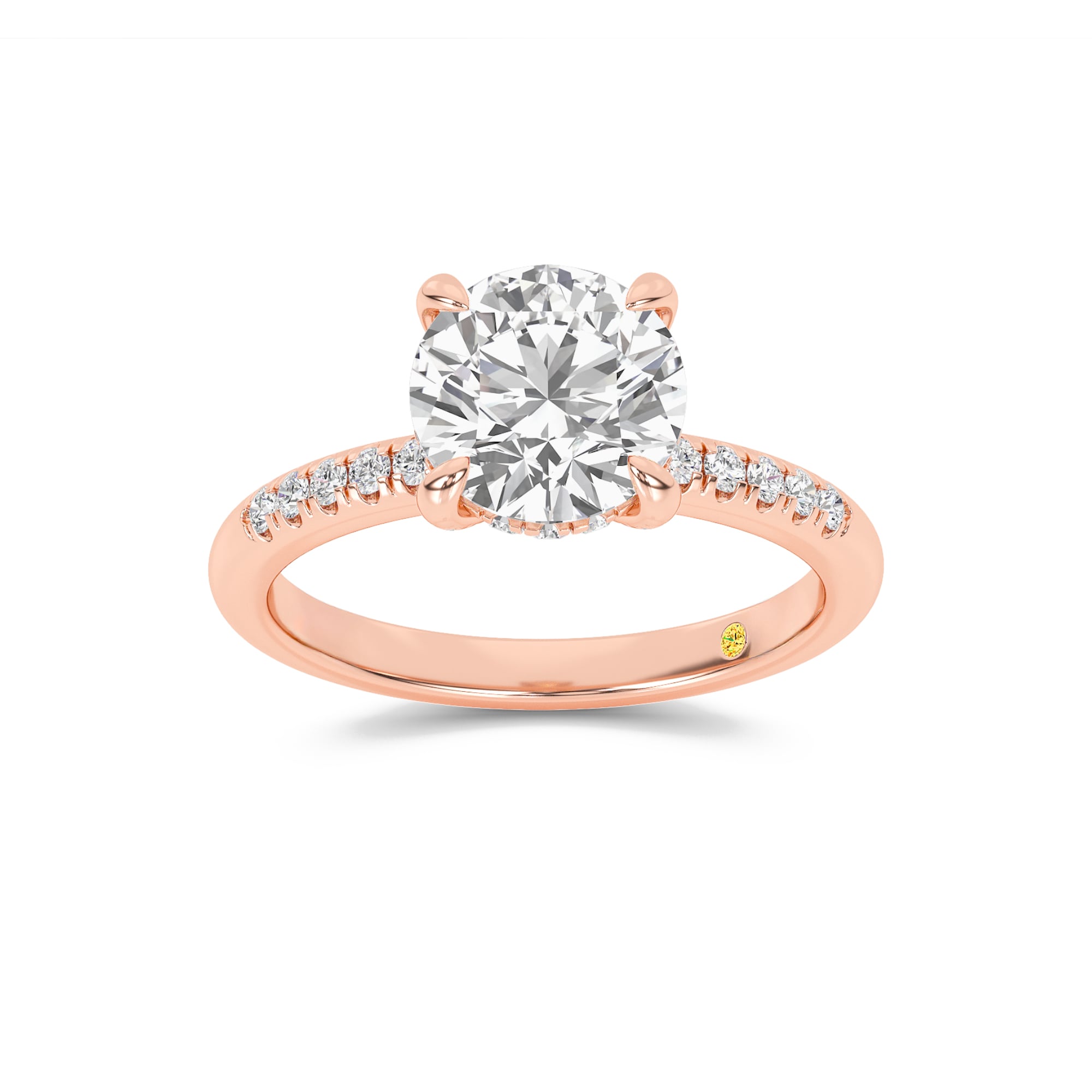 Aurelia Quarter Coverage Hidden Halo Round Lab Grown Diamond Engagement Ring
