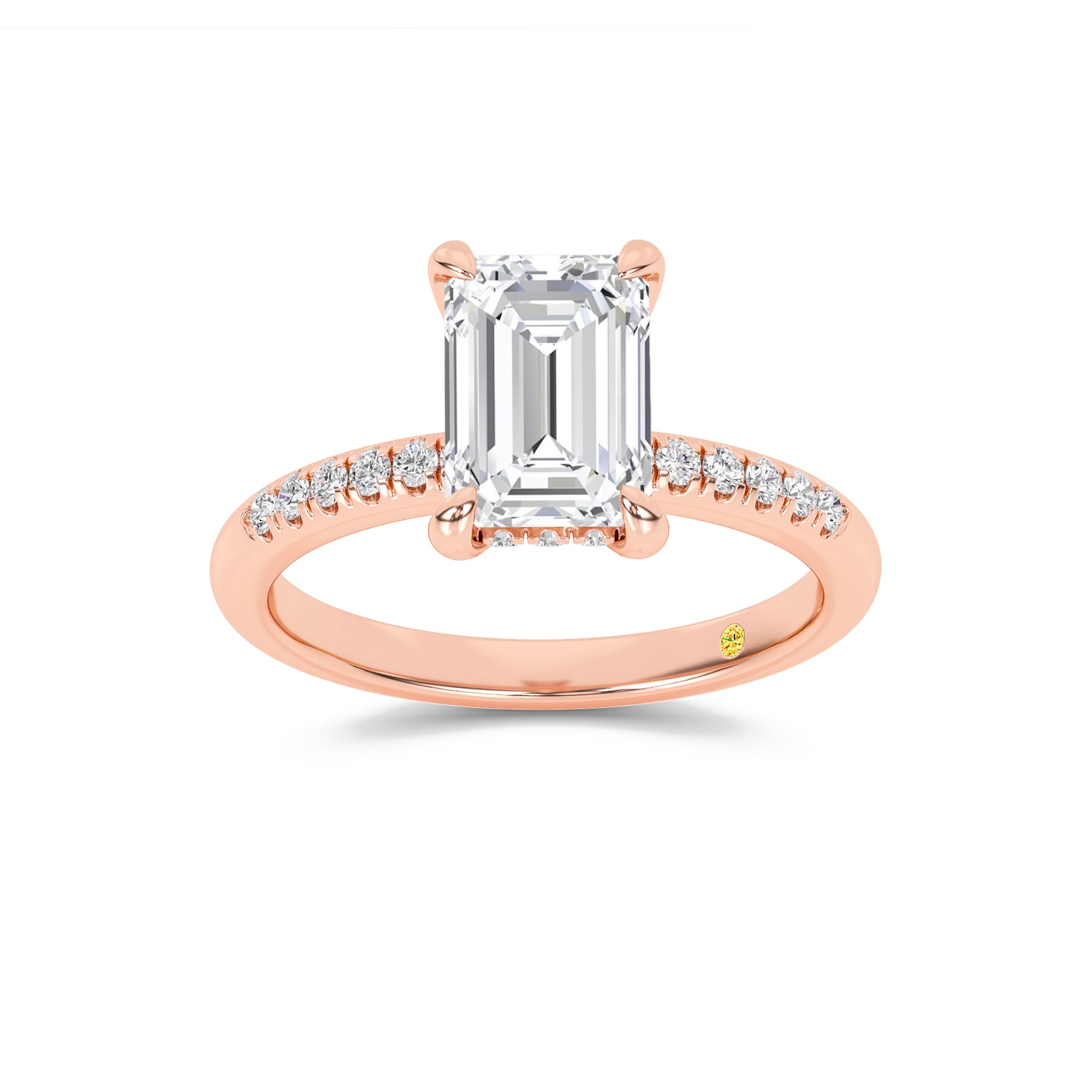 Aurelia Quarter Coverage Hidden Halo Emerald Cut Lab Grown Diamond Engagement Ring