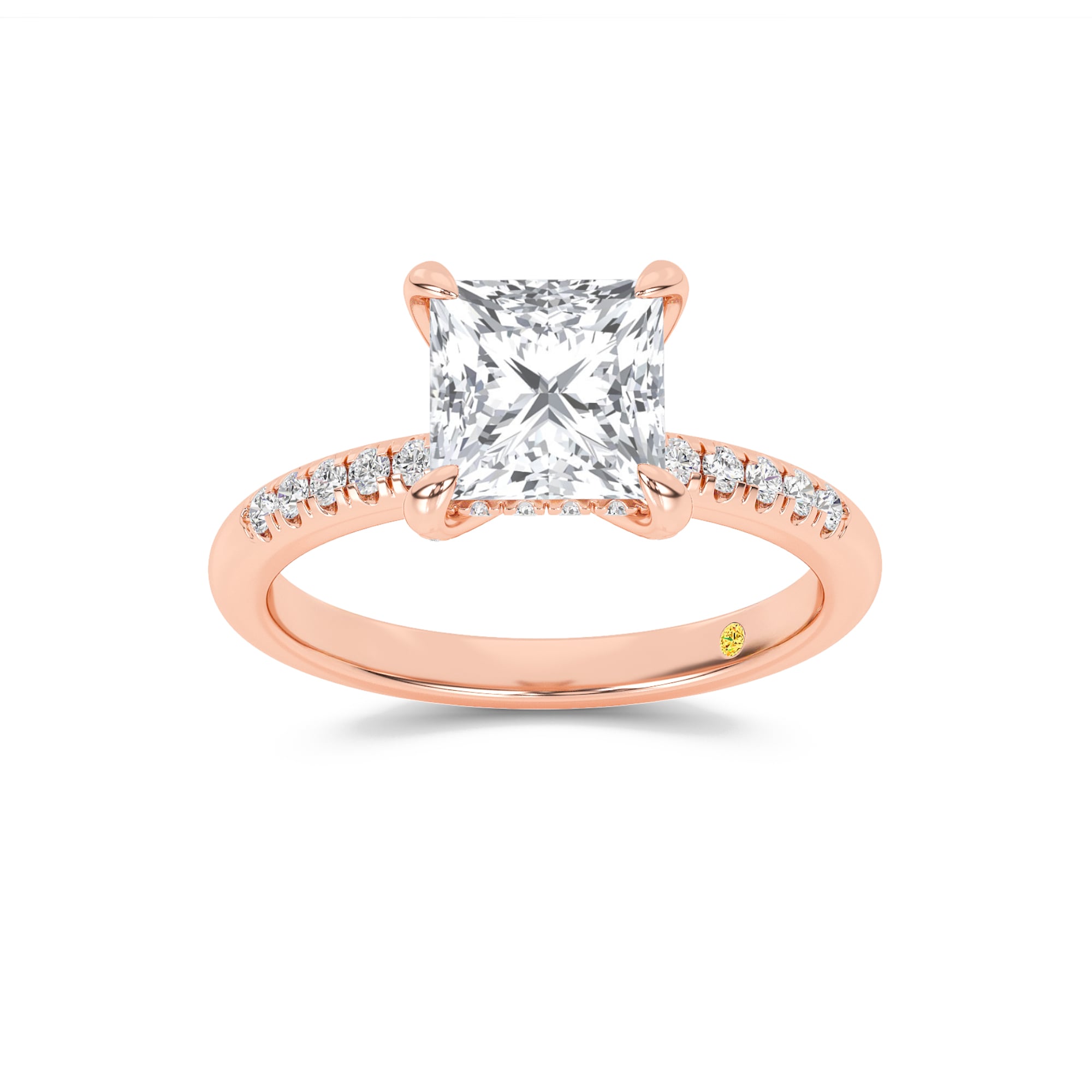 Aurelia Quarter Coverage Hidden Halo Princess Cut Lab Grown Diamond Engagement Ring