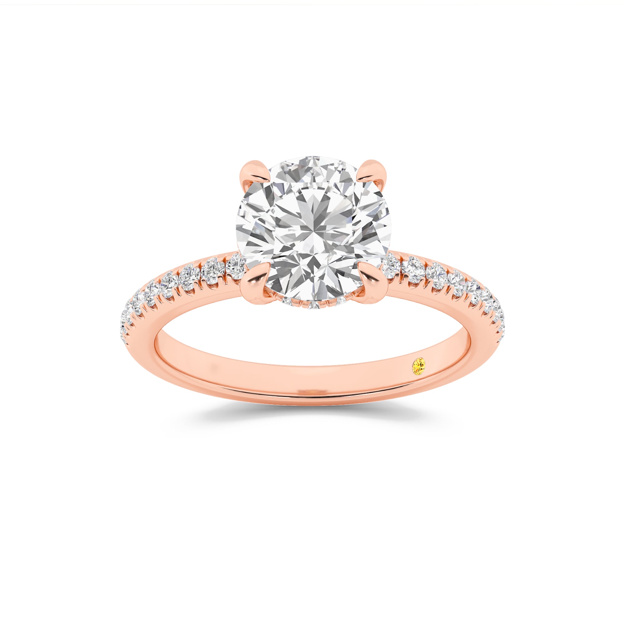 Aurelia Half Coverage Hidden Halo Round Lab Grown Diamond Engagement Ring