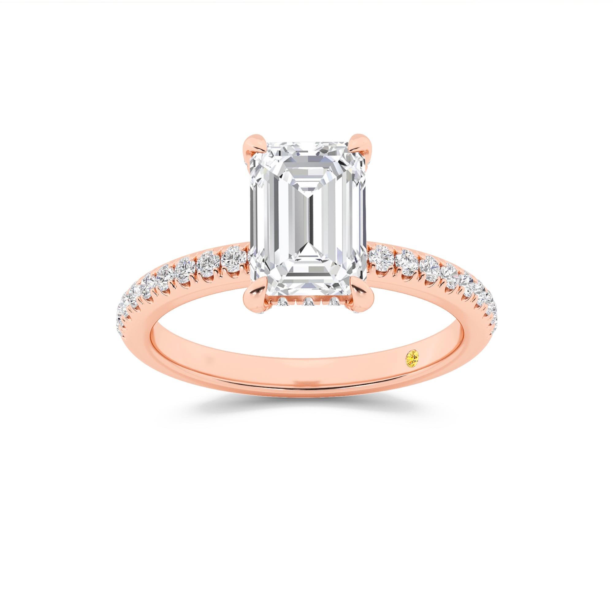 Aurelia Half Coverage Hidden Halo Emerald Cut Lab Grown Diamond Engagement Ring