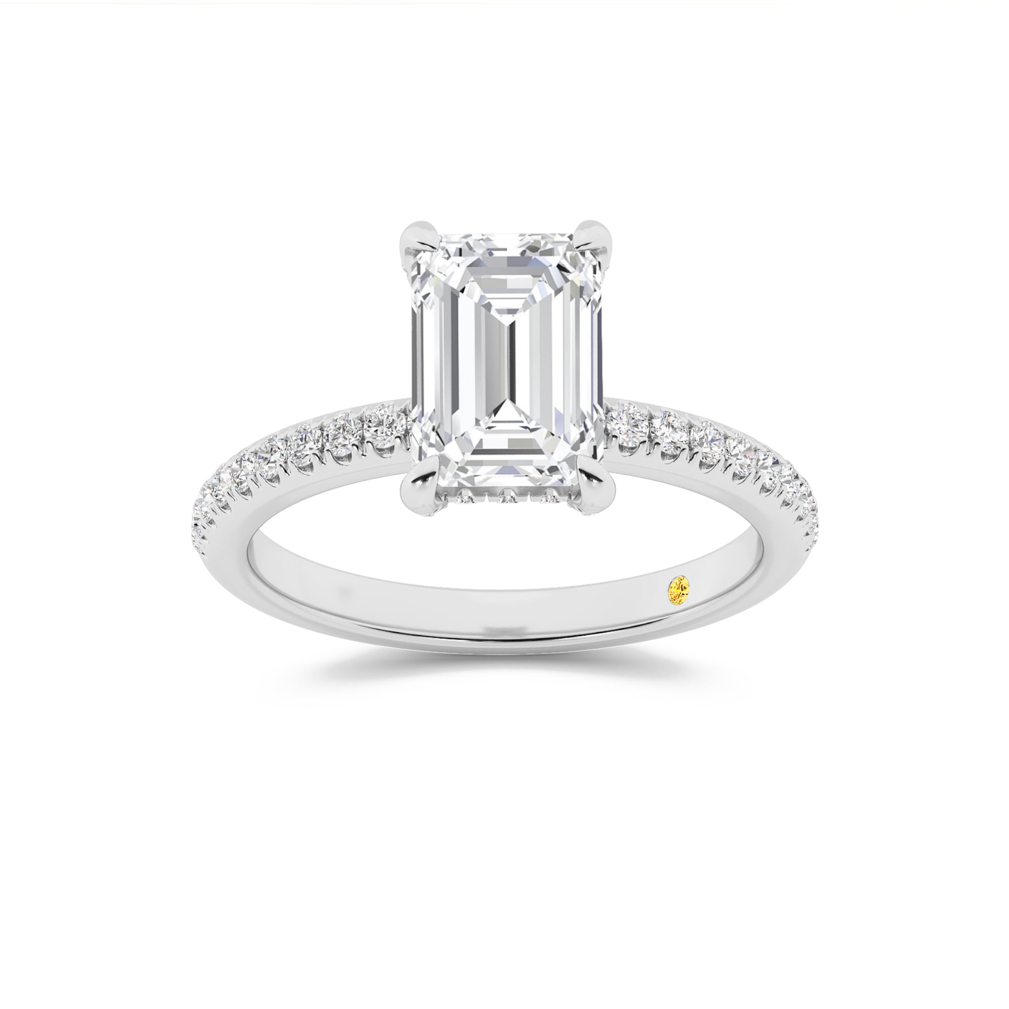 Aurelia Half Coverage Hidden Halo Emerald Cut Lab Grown Diamond Engagement Ring