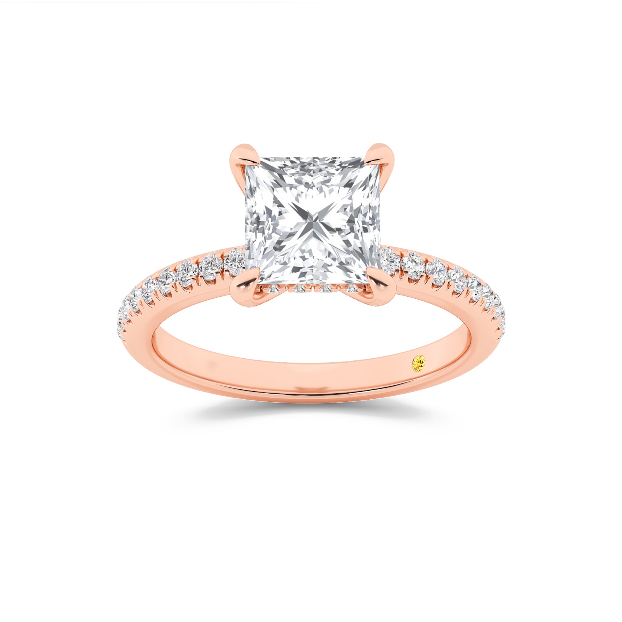 Aurelia Half Coverage Hidden Halo Princess Cut Lab Grown Diamond Engagement Ring