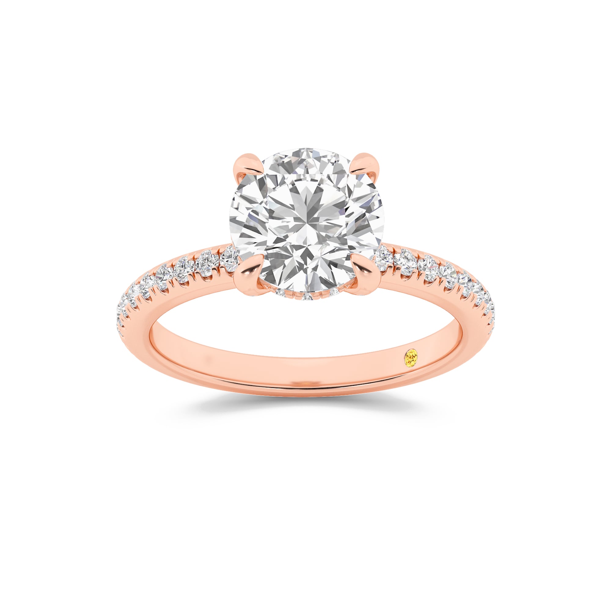 Aurelia Three Quarter Coverage Hidden Halo Round Lab Grown Diamond Engagement Ring