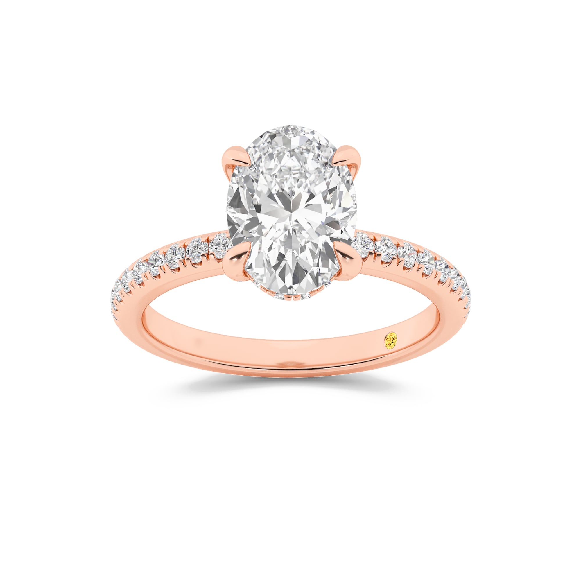 Aurelia Three Quarter Coverage Hidden Halo Oval Lab Grown Diamond Engagement Ring