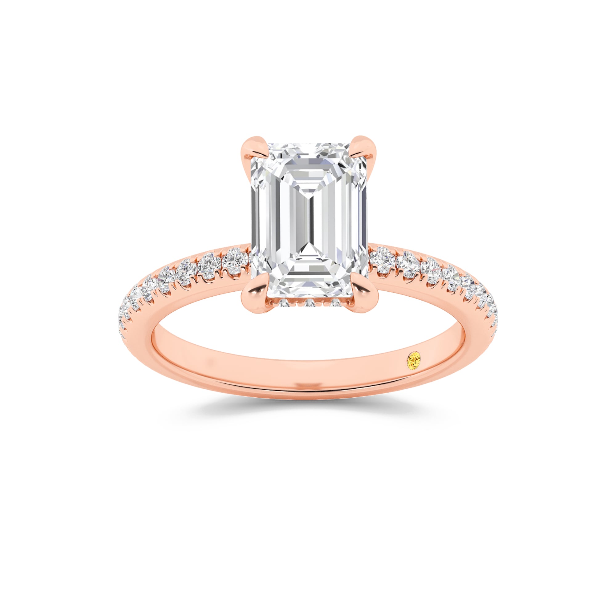 Aurelia Three Quarter Coverage Hidden Halo Emerald Cut Lab Grown Diamond Engagement Ring