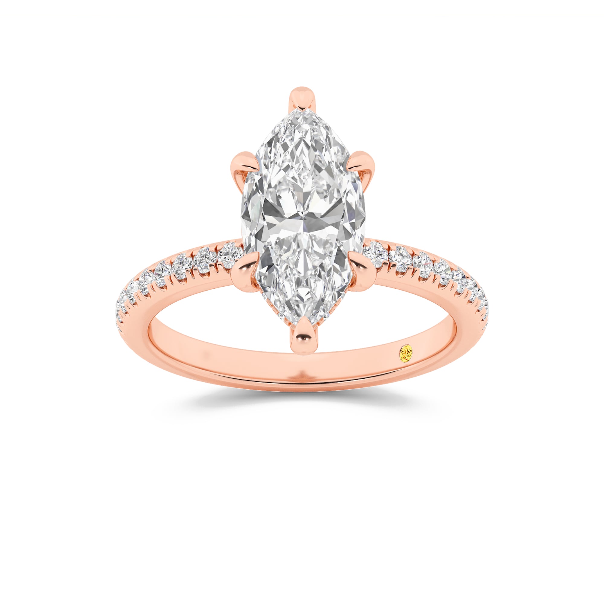 Aurelia Three Quarter Coverage Hidden Halo Marquise Lab Grown Diamond Engagement Ring