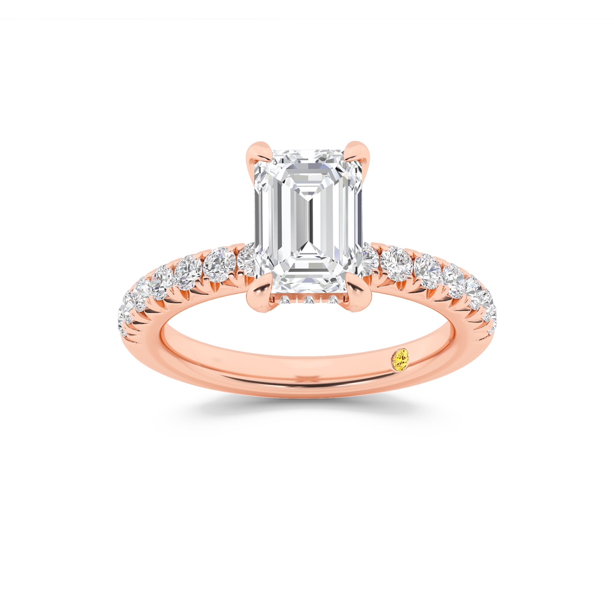 Embers Half Coverage Hidden Halo Emerald Cut Lab Grown Diamond Engagement Ring