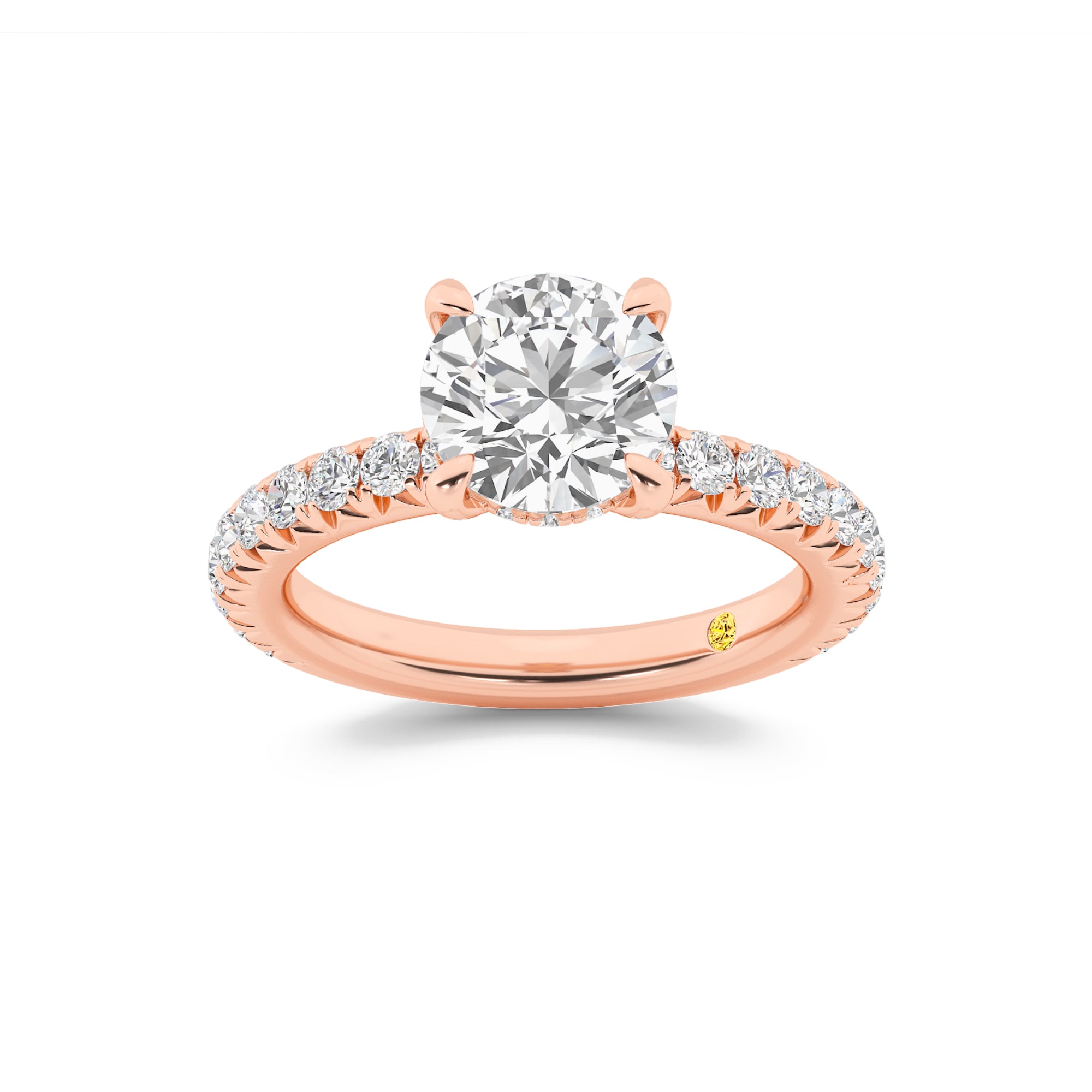 Embers Three Quarter Coverage Hidden Halo Round Lab Grown Diamond Engagement Ring