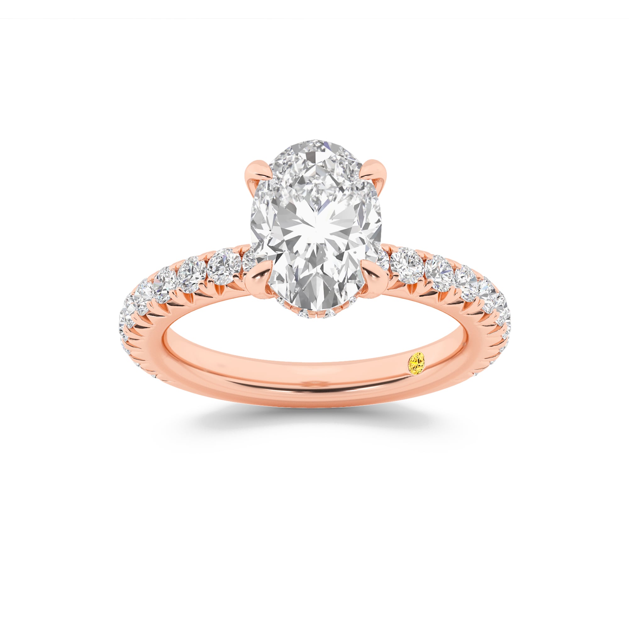 Embers Three Quarter Coverage Hidden Halo Oval Lab Grown Diamond Engagement Ring