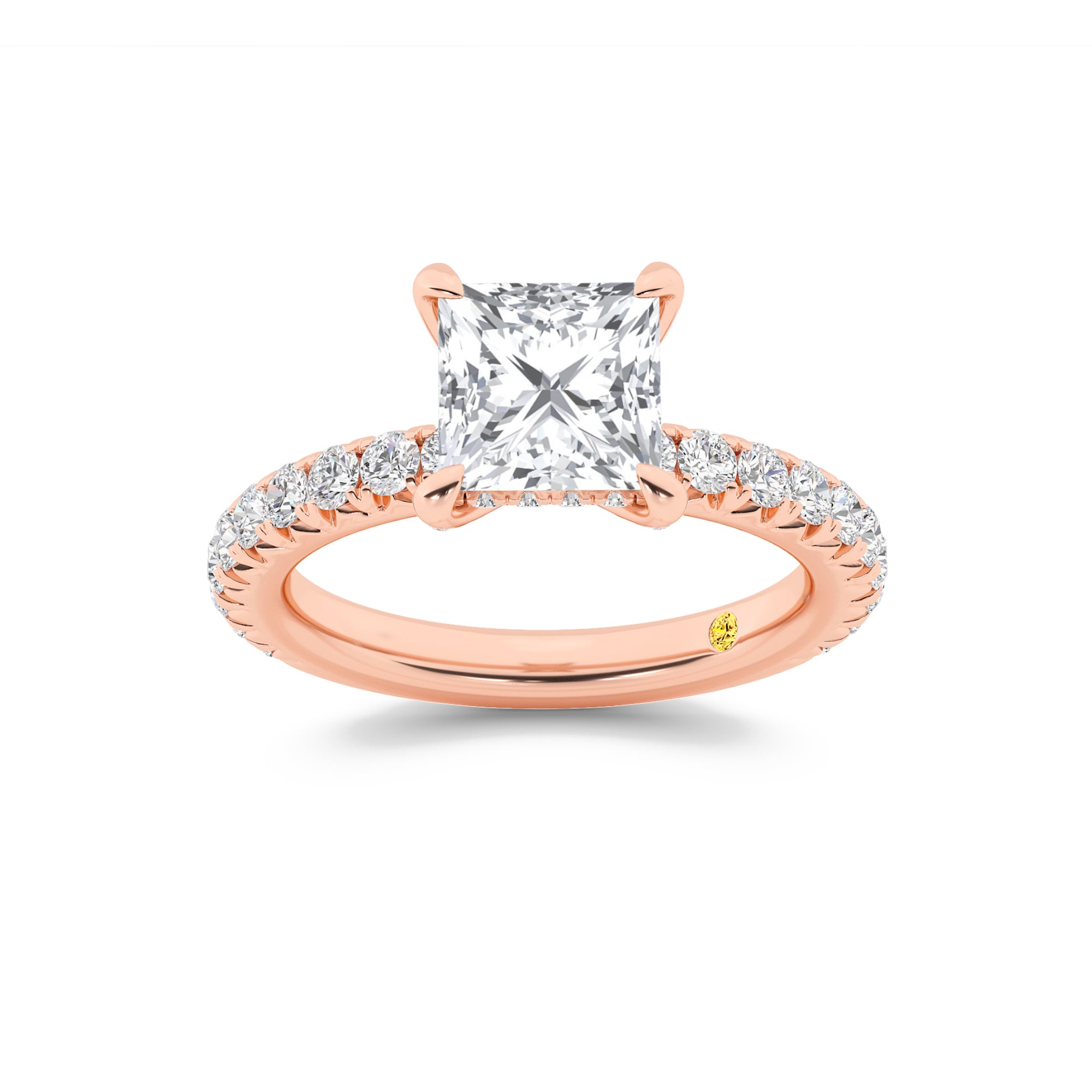 Embers Three Quarter Coverage Hidden Halo Princess Cut Lab Grown Diamond Engagement Ring