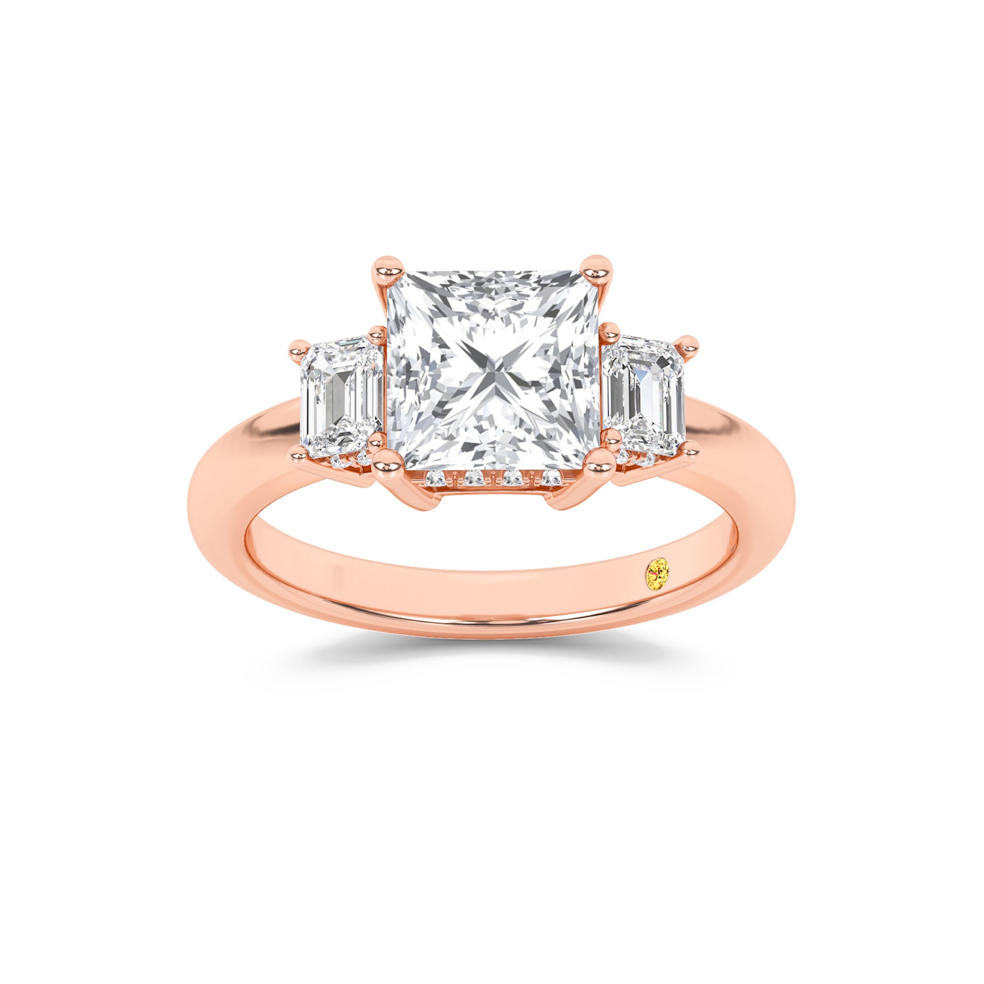Seraphina Three Stone Hidden Halo Princess Cut Lab Diamond Engagement Ring