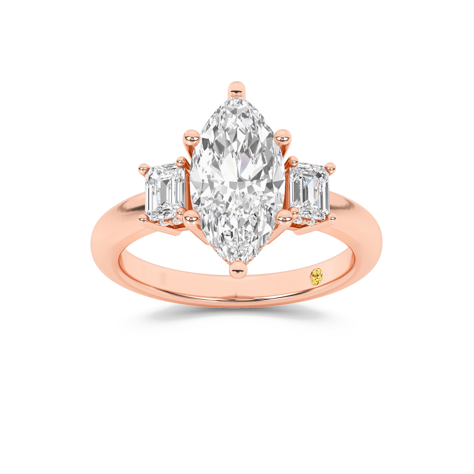 Seraphina Three Stone Hidden Halo Marquise Lab Grown Diamond Engagement Ring