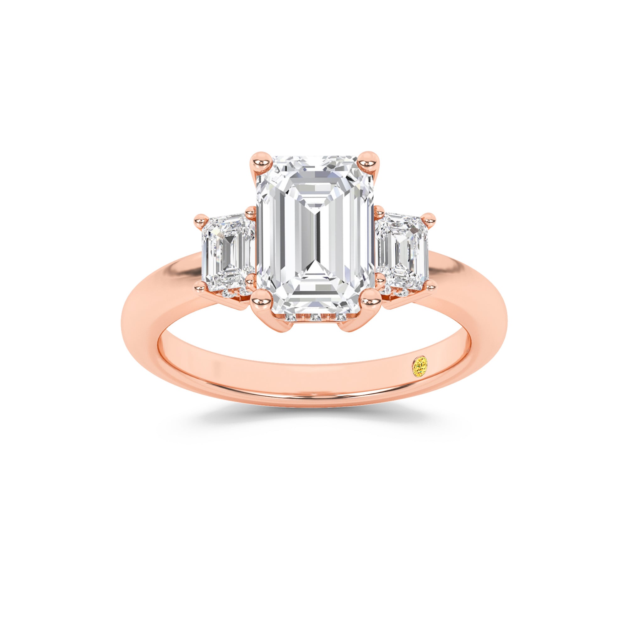 Seraphina Three Stone Hidden Halo Emerald Cut Lab Grown Diamond Engagement Ring