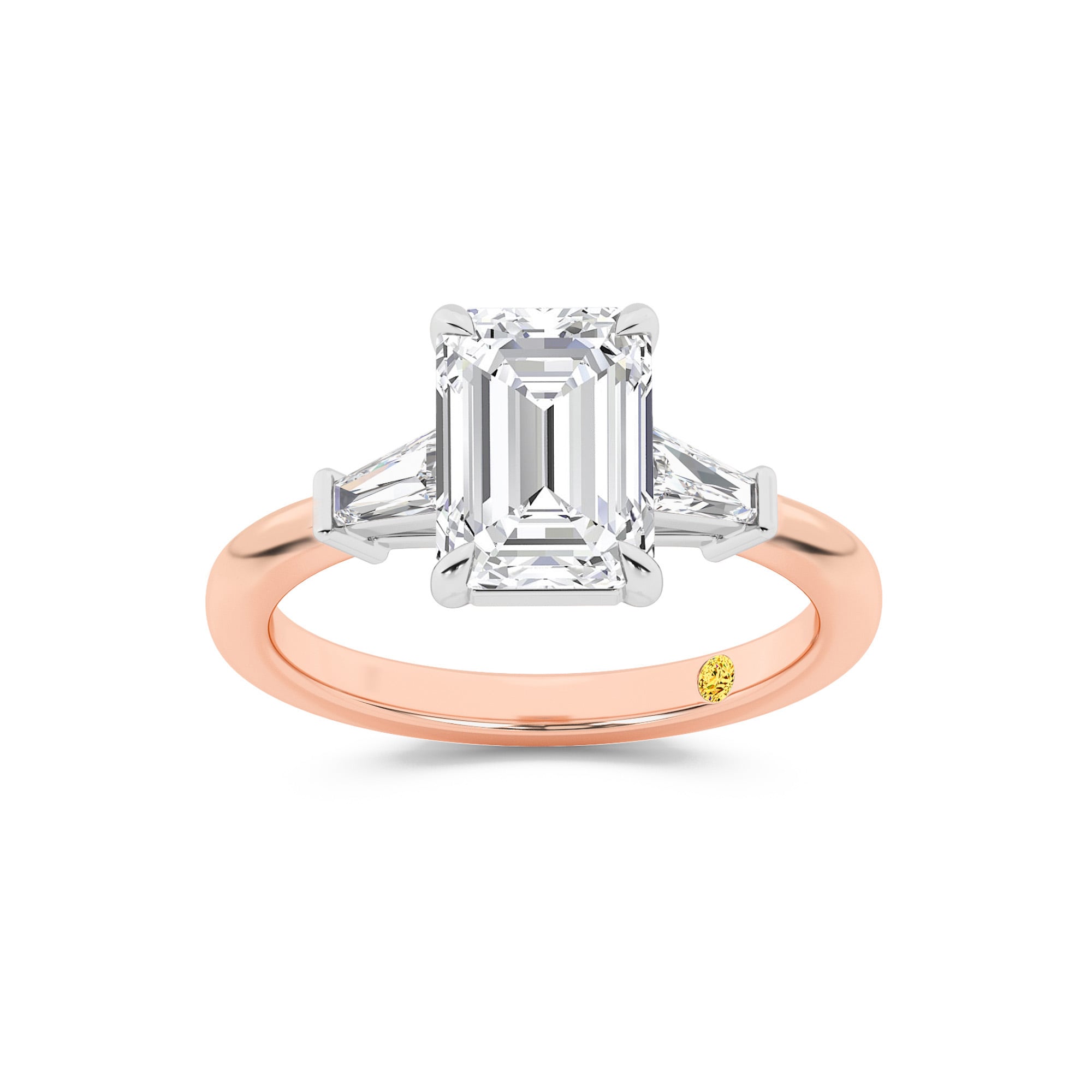 Valentina Tapered Baguette Lab Grown Three Stone Emerald Cut Diamond Engagement Ring |Rose Gold 1 1/3 - 4 1/3 CT. TW.