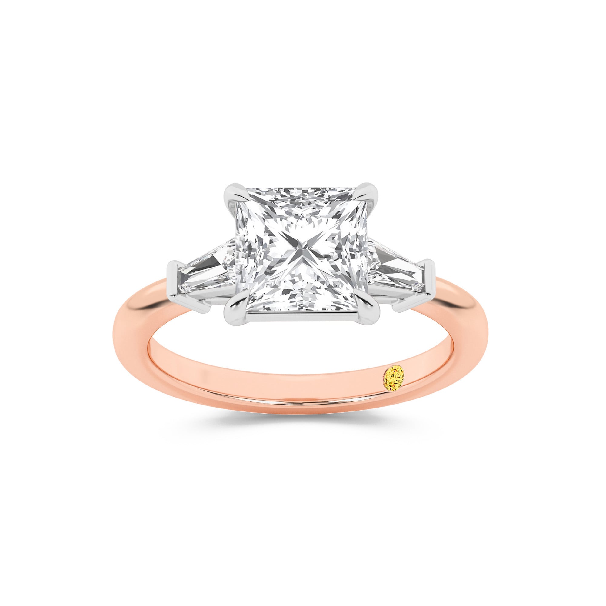 Valentina Tapered Baguette Lab Grown Three Stone Princess Cut Diamond Engagement Ring |14K Rose Gold 1 3/4 CT. TW.