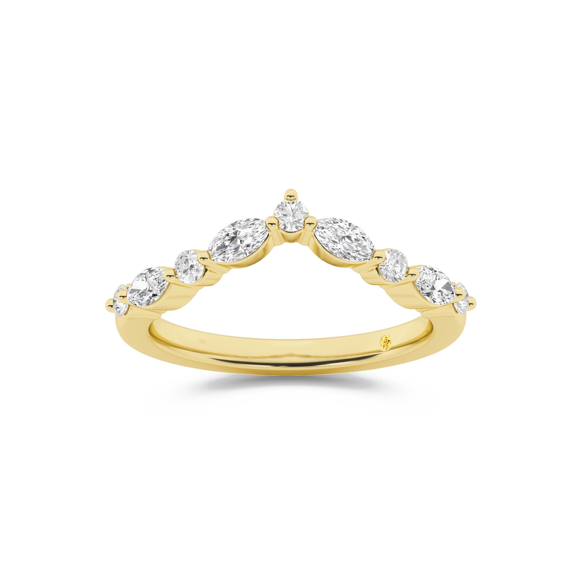 Angelina 14K Yellow Gold Lab Grown Curved Diamond Band