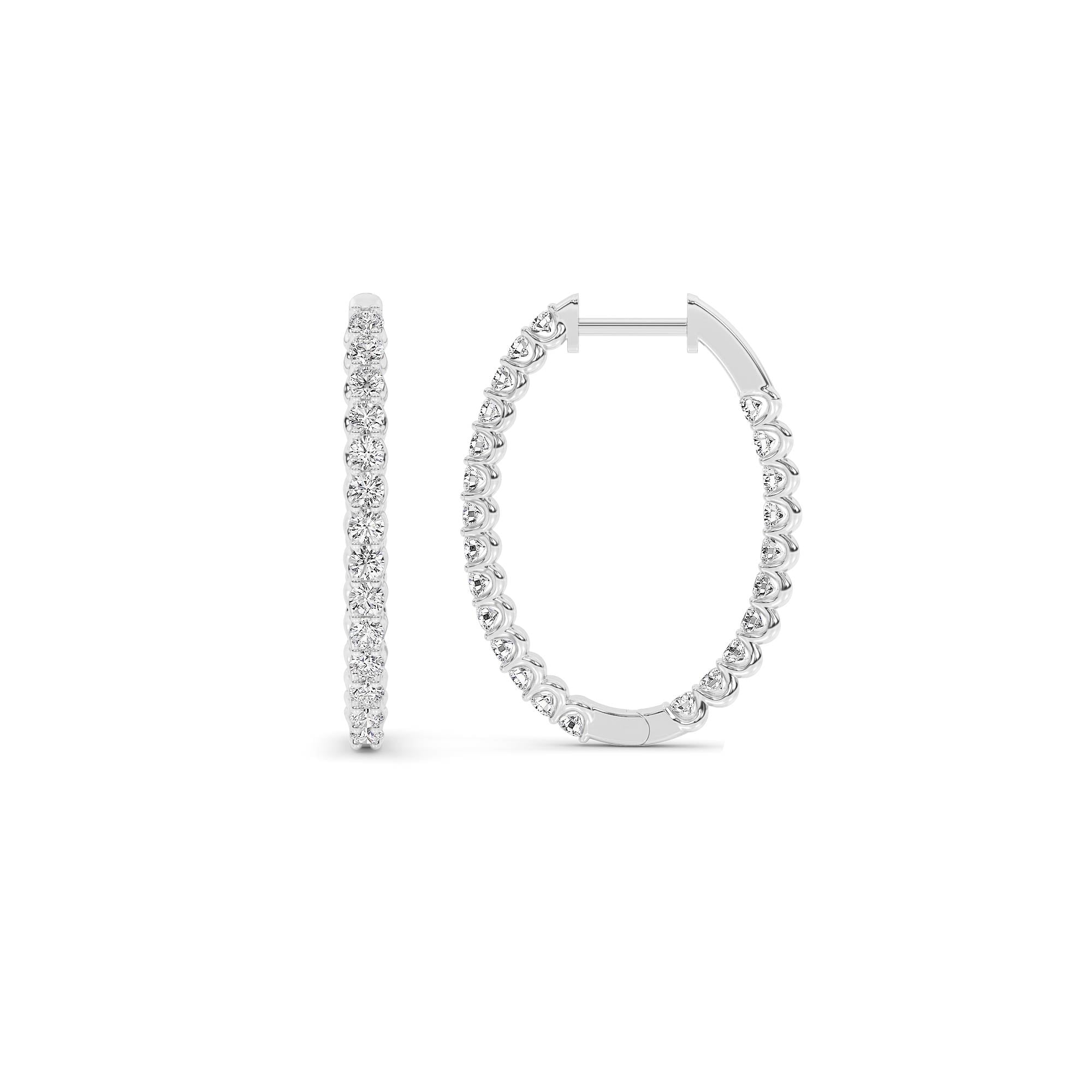 Zia Lab Created Diamond Oval Hoop Earrings