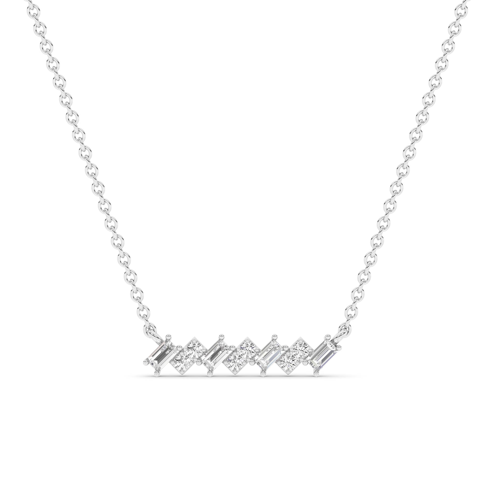 Mosaic Sterling Silver Lab Diamond Bar Necklace