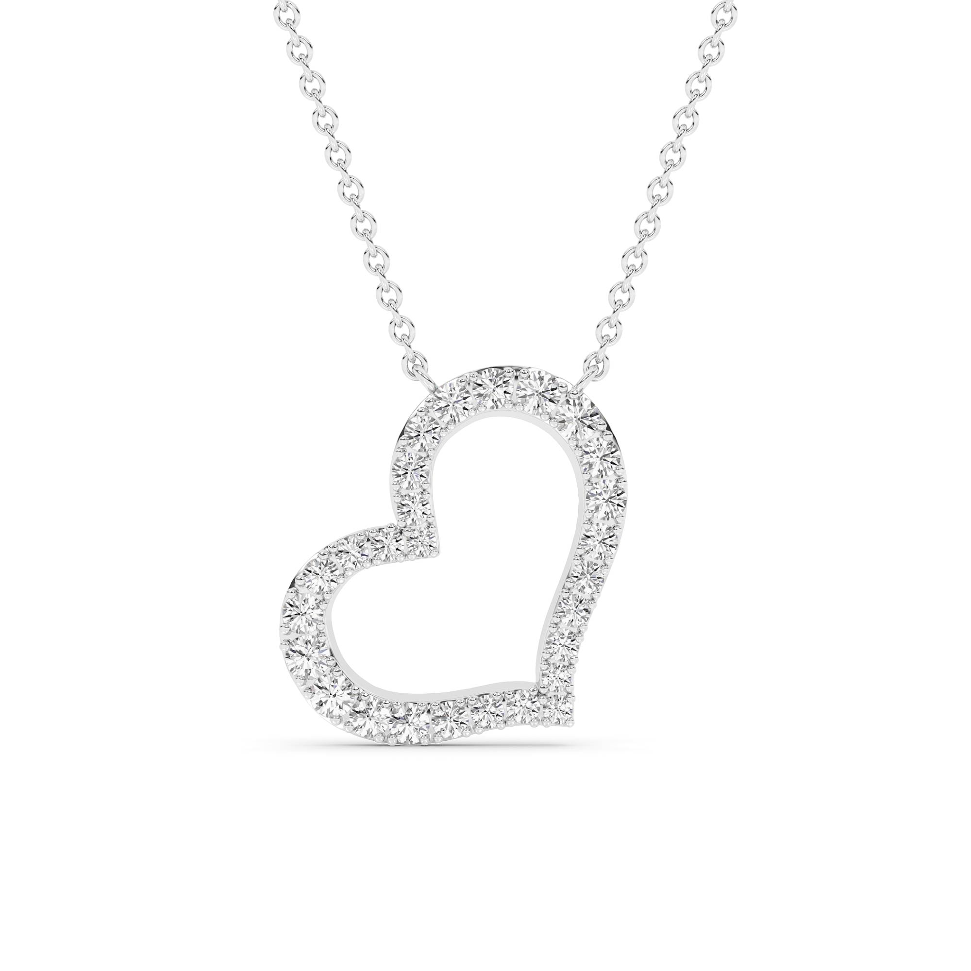 Whim Sterling Silver Lab Created Diamond Heart Necklace