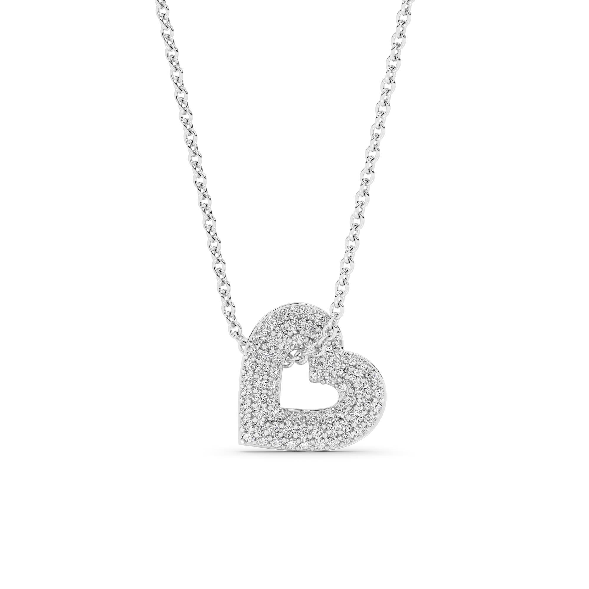 Lush Sterling Silver Lab Grown Diamond Heart Necklace