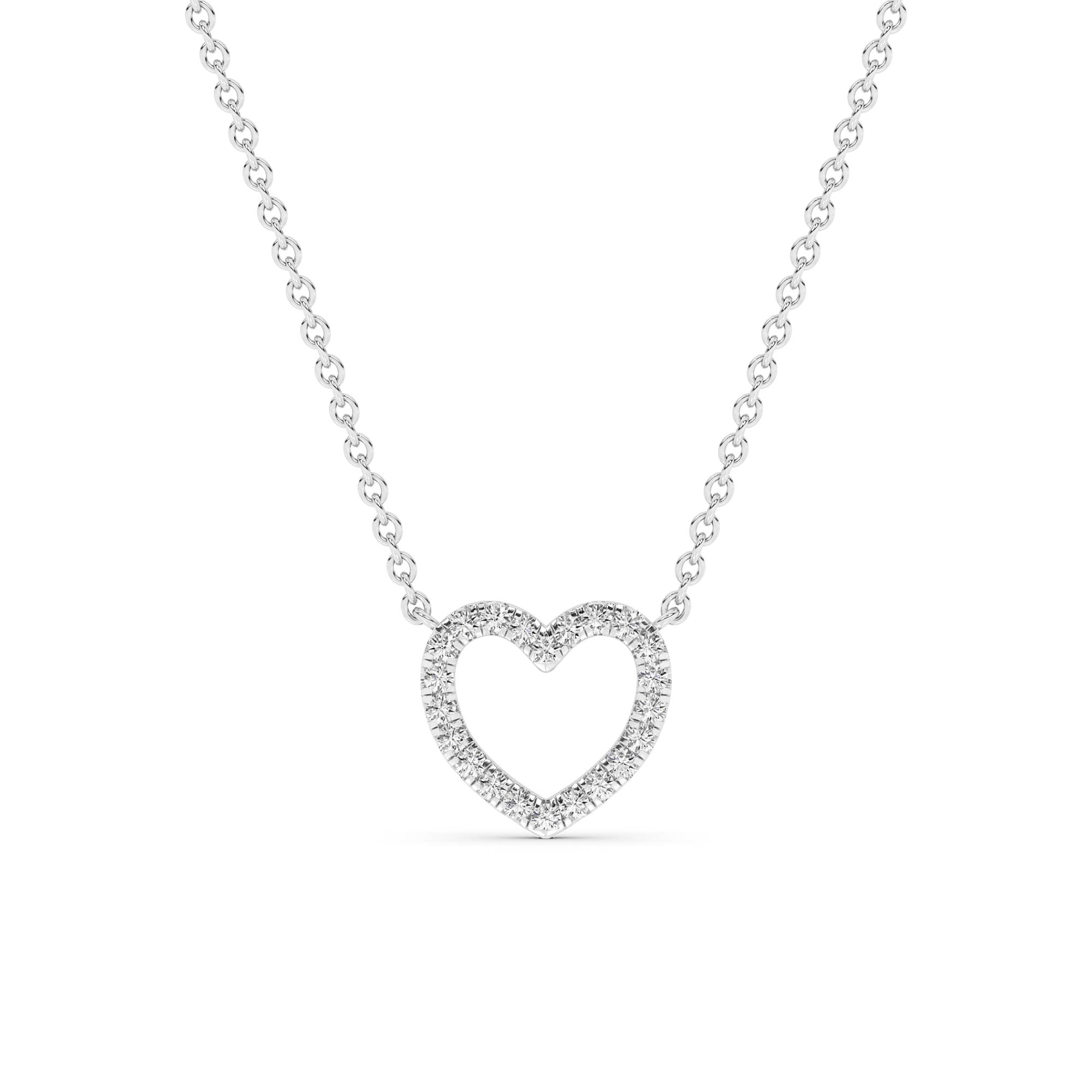 Pulse Sterling Silver Lab Created Diamond Heart Necklace