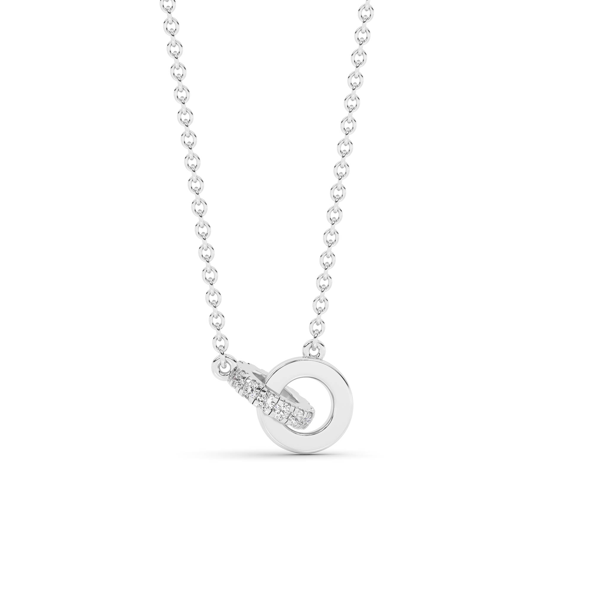 Bond Sterling Silver Interlocking Circles Lab Diamond Necklace