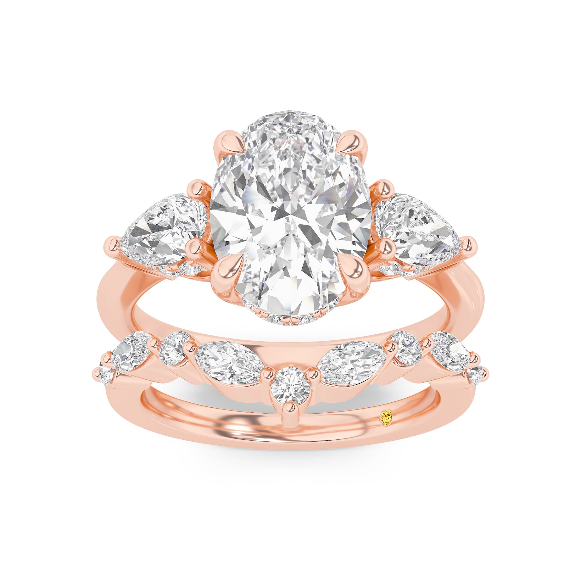 Celestia Lab Grown Oval Shaped Diamond Engagement Ring with The Angelina Wedding Band