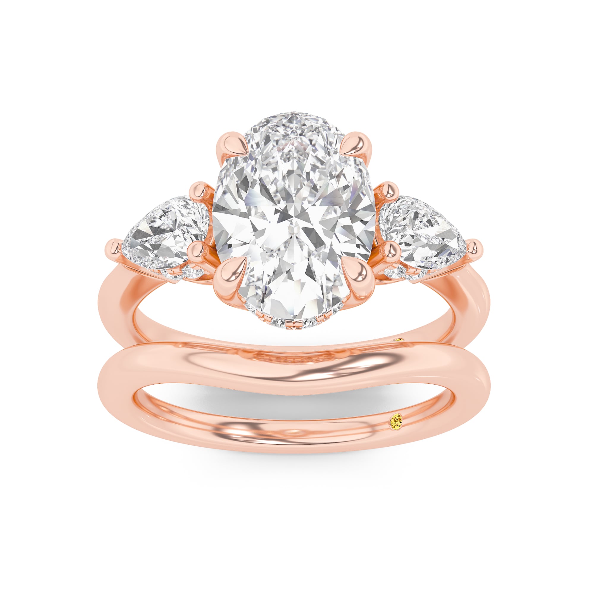 Celestia Lab Grown Oval Shaped Diamond Engagement Ring with the Luna Wedding Band