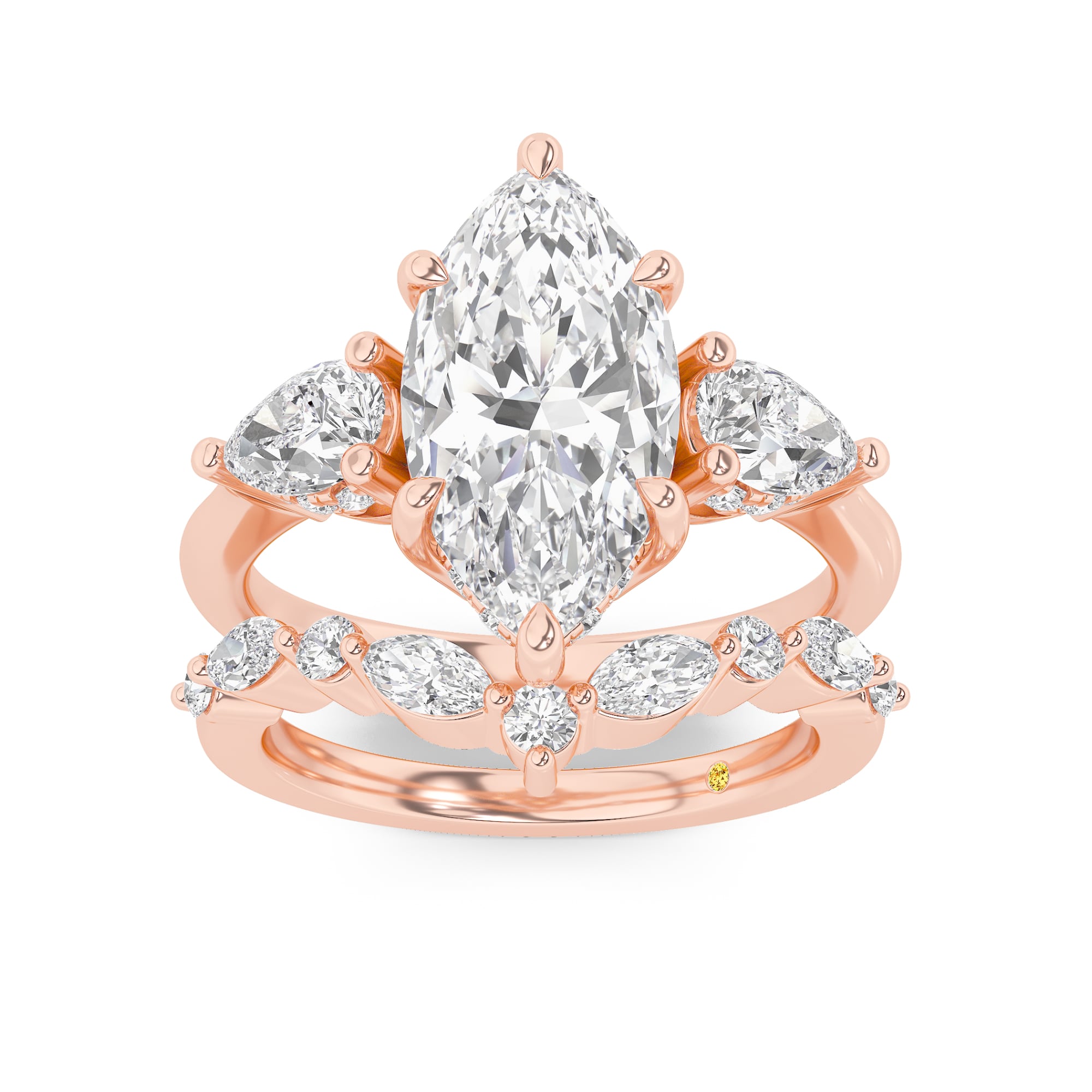 Celestia Lab Grown Marqusie Diamond Engagement Ring with The Angelina Wedding Band