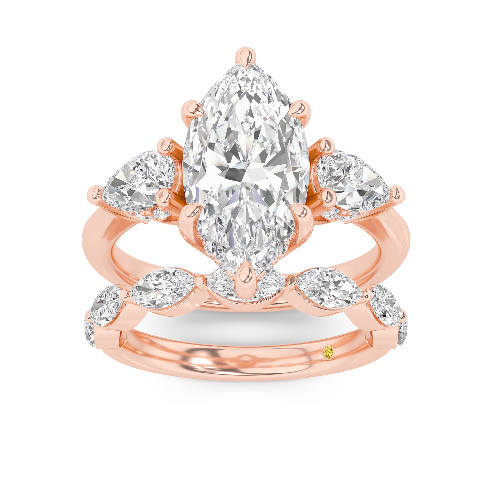 Celestia Lab Grown Marquise Diamond Engagement Ring with The Elara Wedding Band