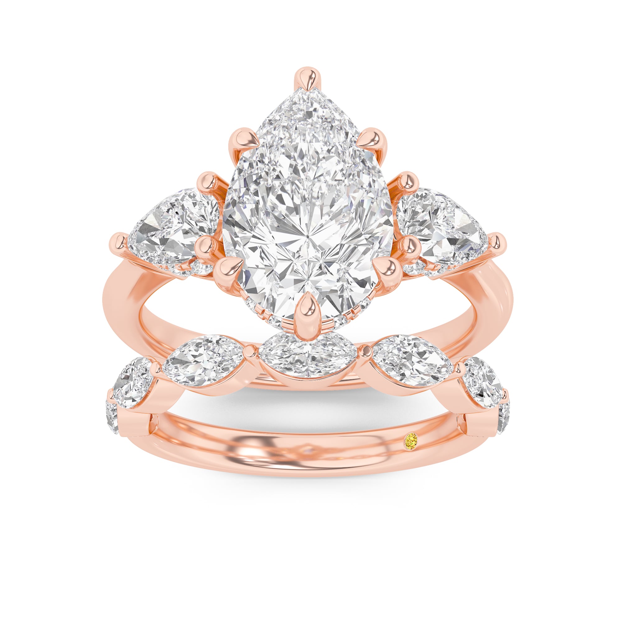 Celestia Lab Grown Pear Shaped Diamond Engagement Ring with The Elara Wedding Band
