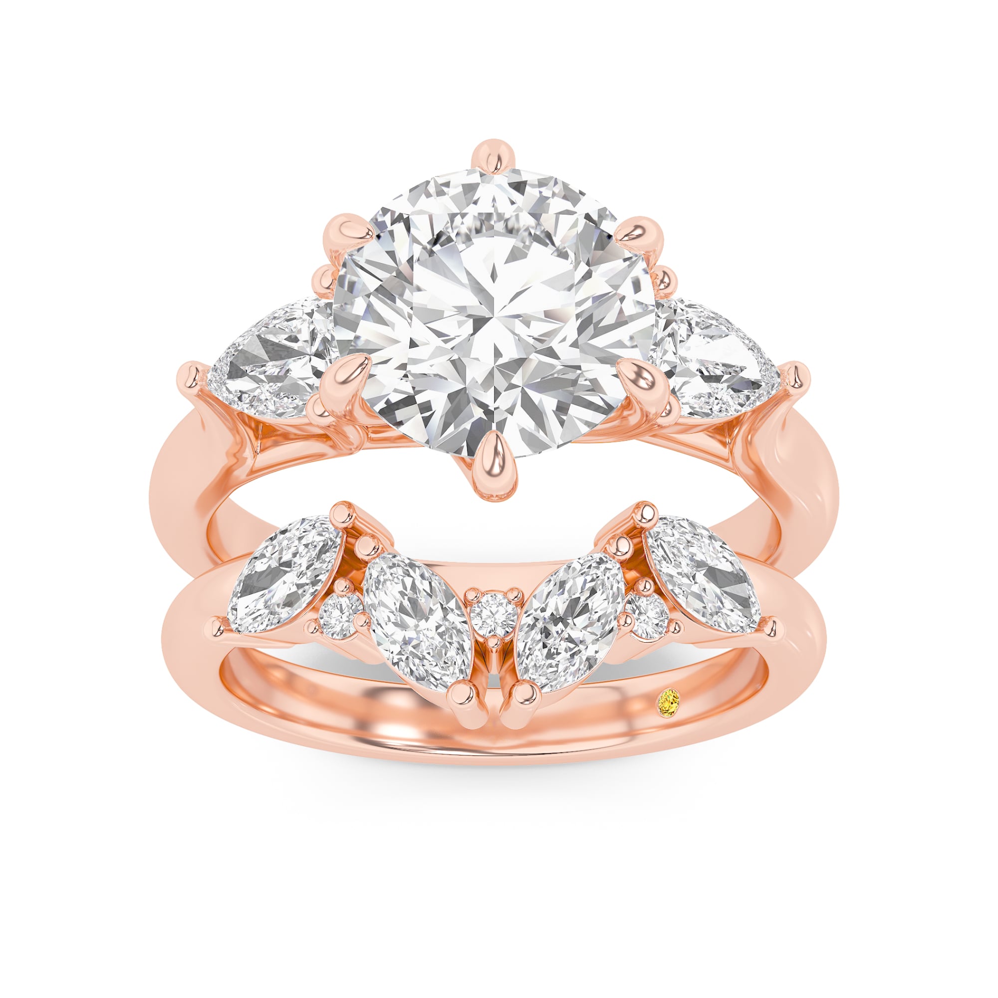 Lumina Lab Grown Round Diamond Engagement Ring with the Annabella Wedding Band