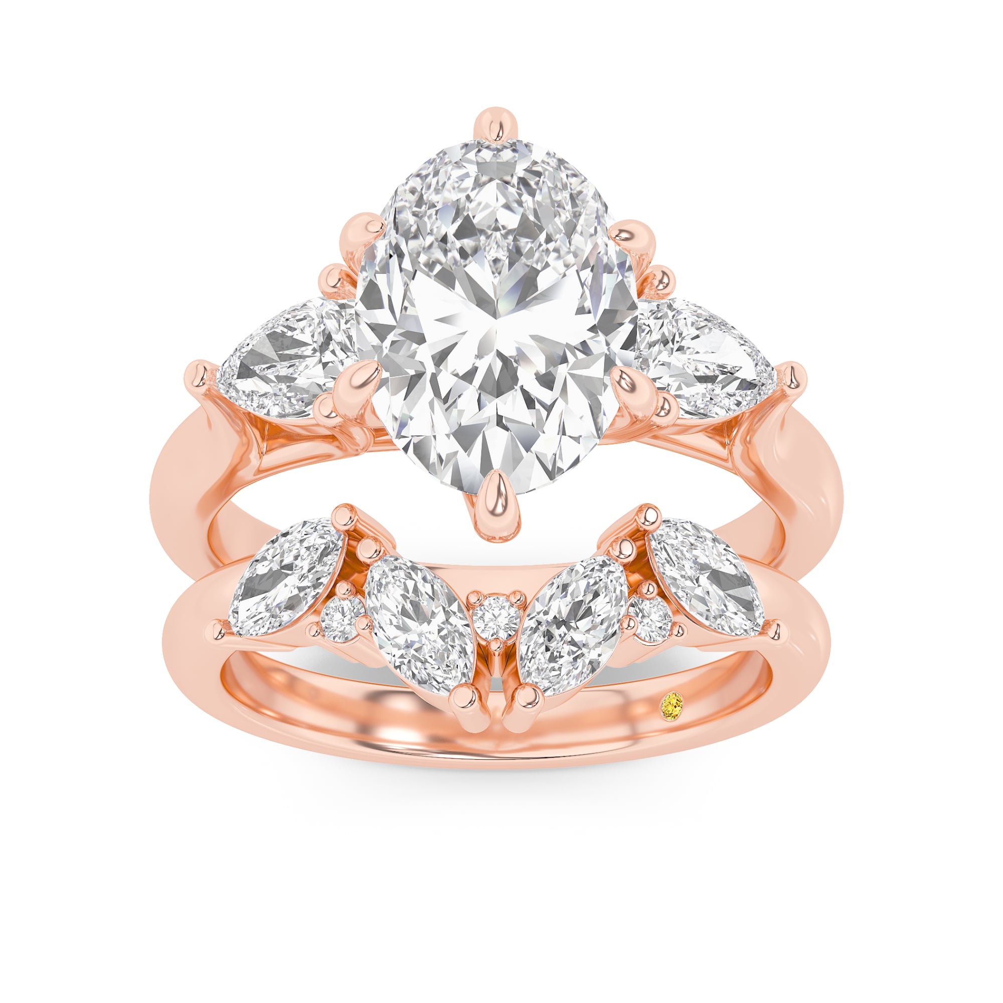Lumina Lab Grown Oval Shaped Diamond Engagement Ring with the Annabella Wedding Band