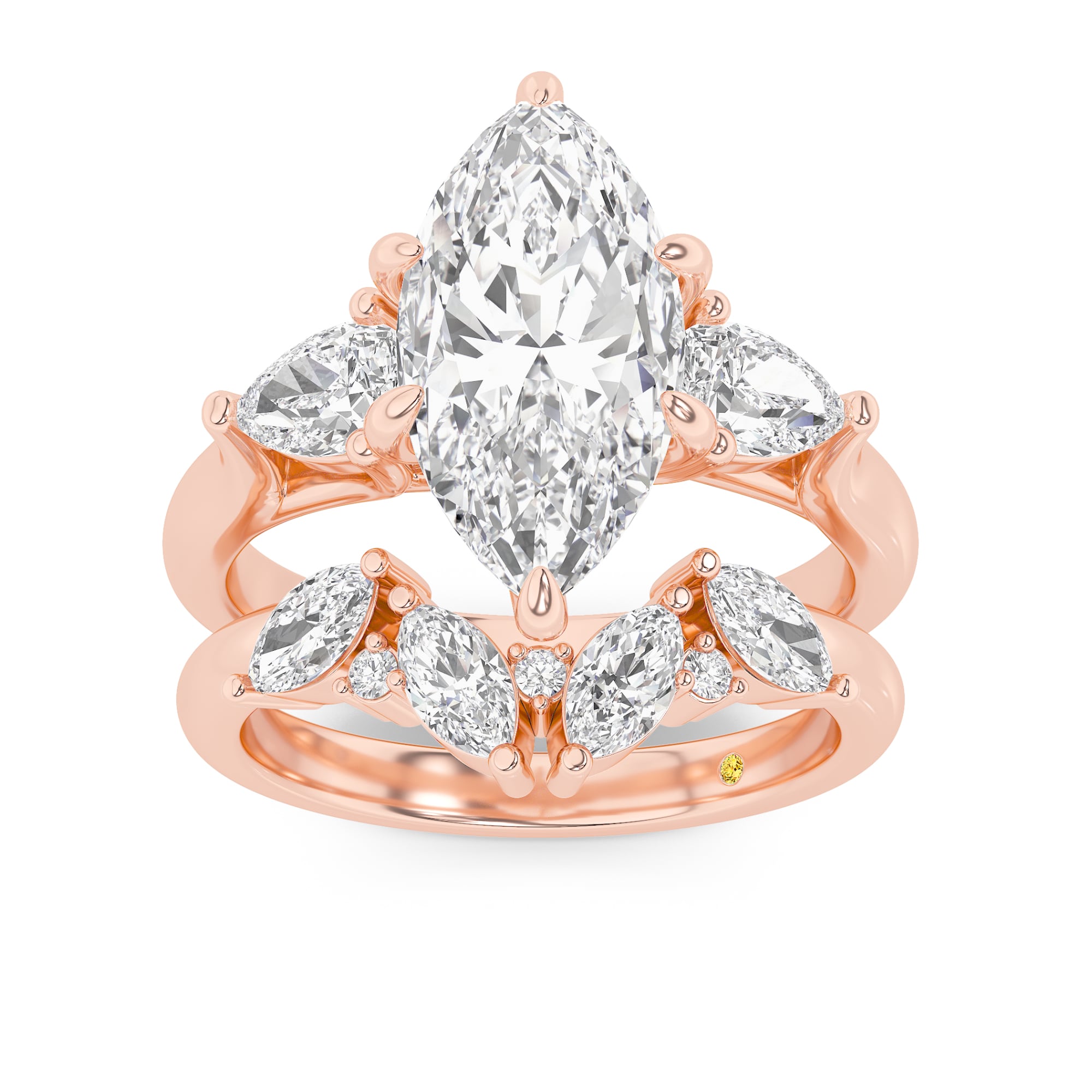Lumina Lab Grown Marquise Diamond Engagement Ring with the Annabella Wedding Band