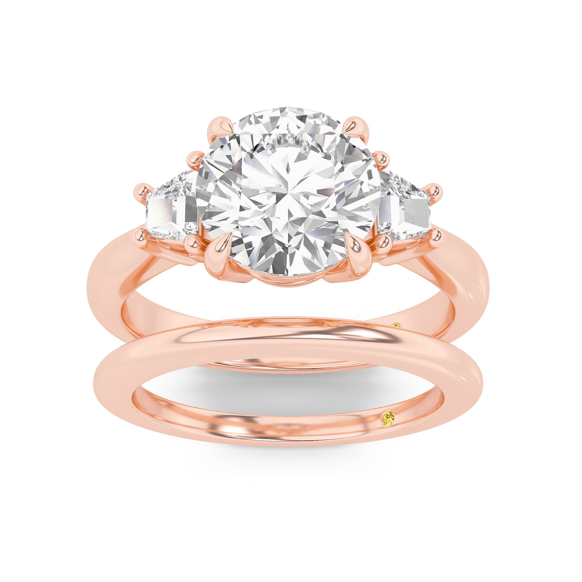 Nova Lab Grown Round Diamond Engagement Ring with the Sage Wedding Band