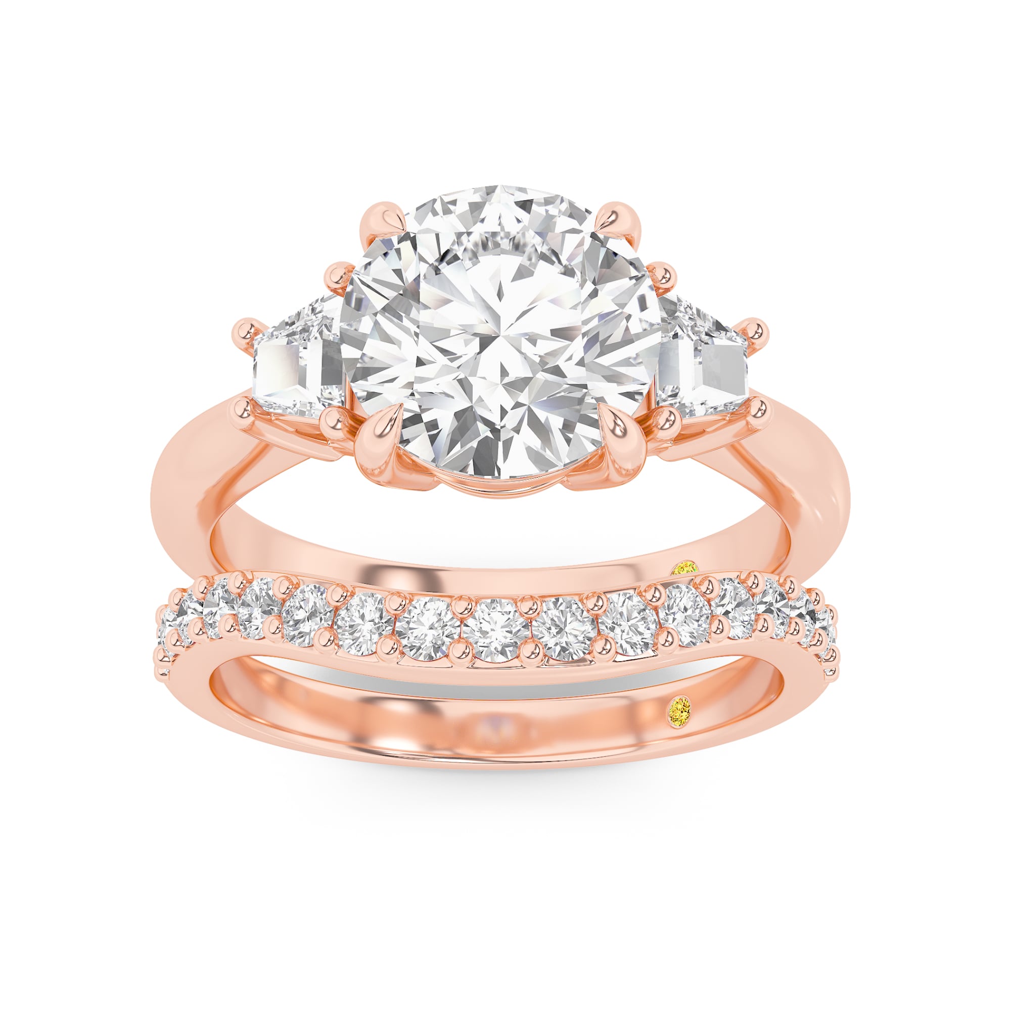Nova Lab Grown Round Diamond Engagement Ring with the Rhys Wedding Band