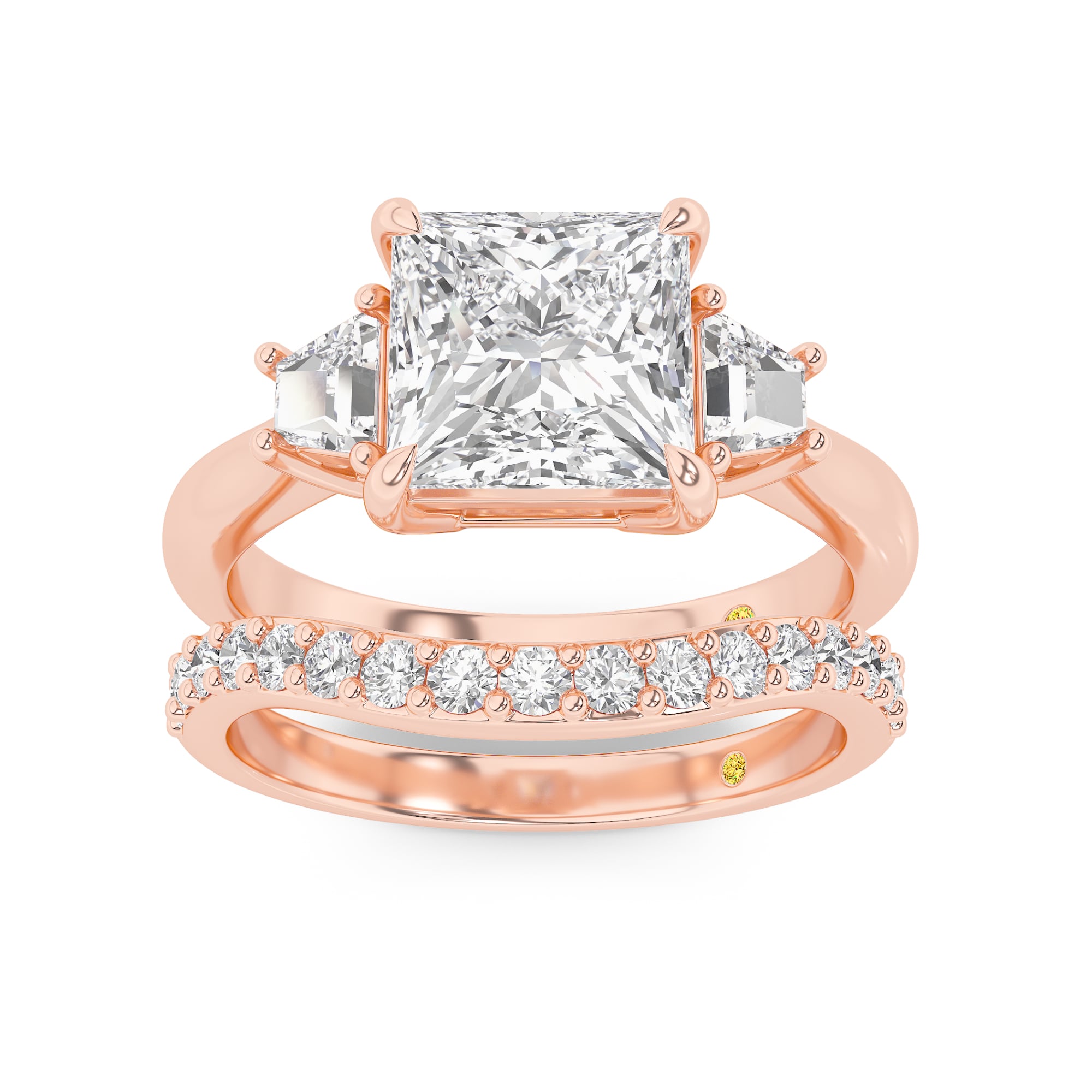 Nova Lab Grown Princess Cut Diamond Engagement Ring with the Rhys Wedding Band