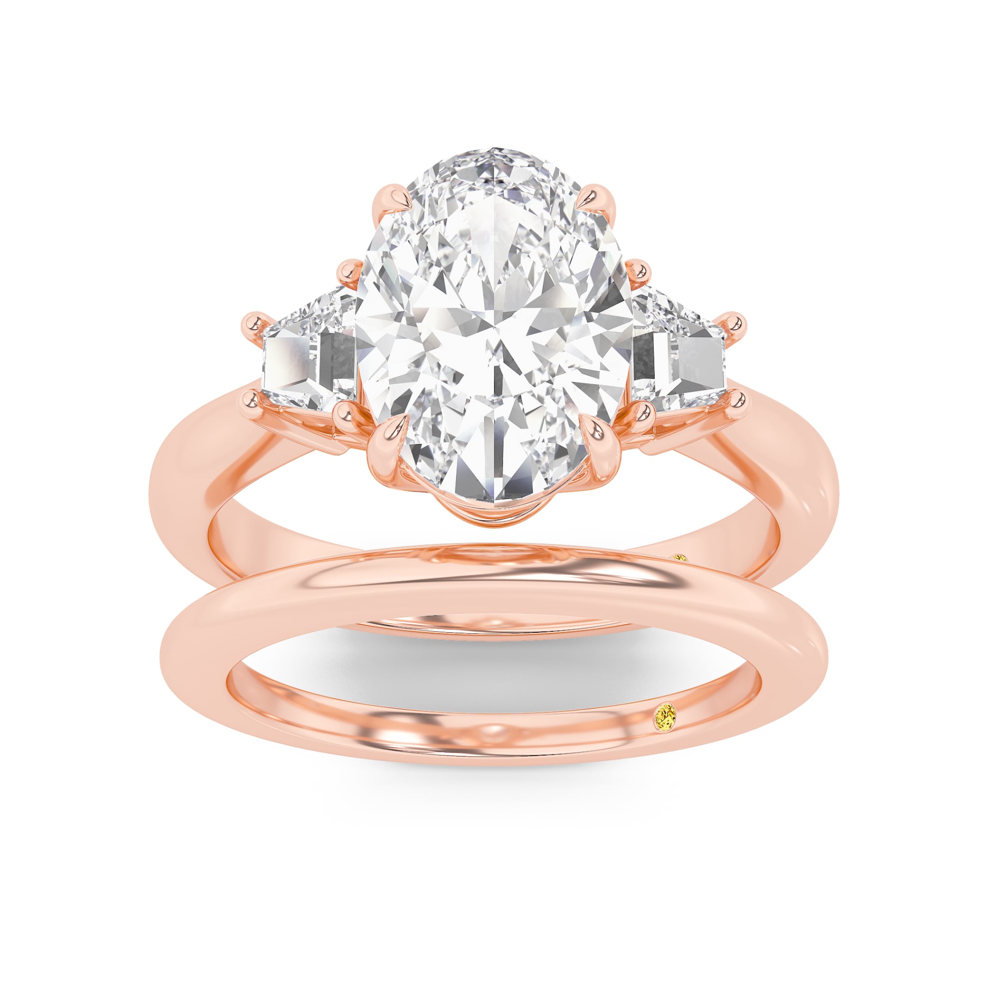 Nova Lab Grown Oval Shaped Diamond Engagement Ring with the Sage Wedding Band