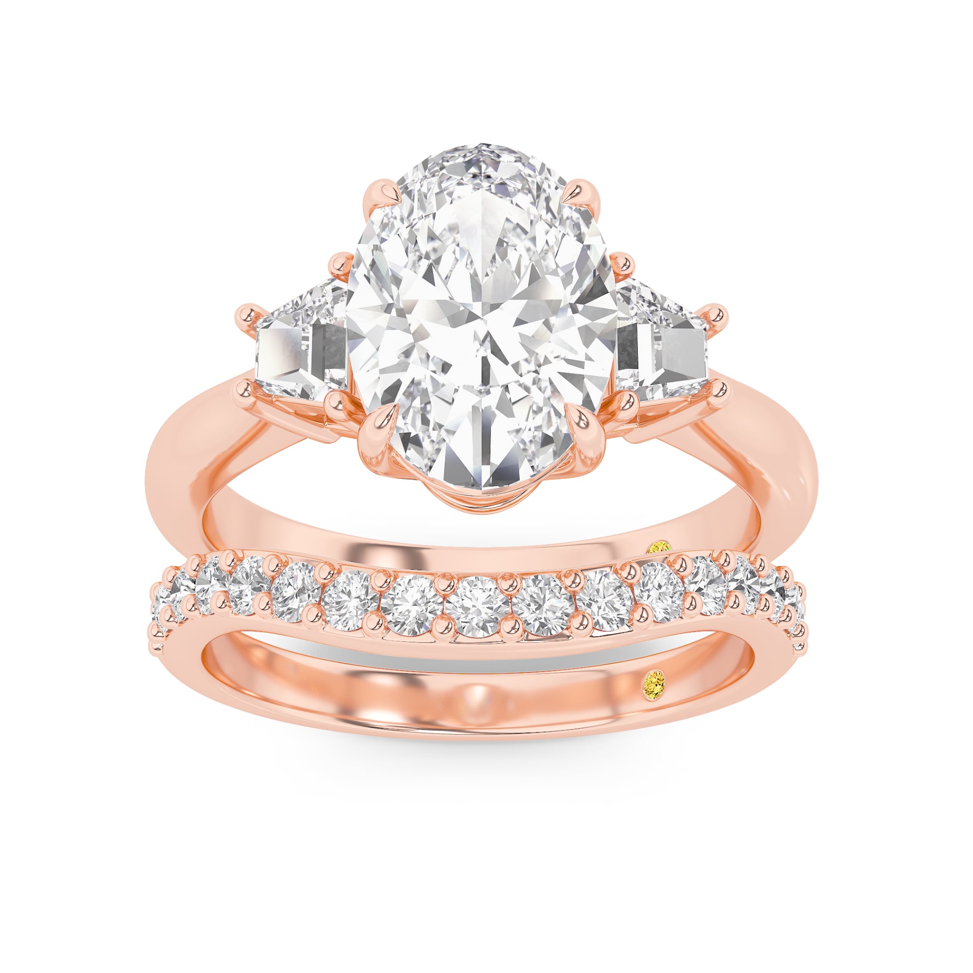 Nova Lab Grown Oval Shaped Diamond Engagement Ring with the Rhys Wedding Band