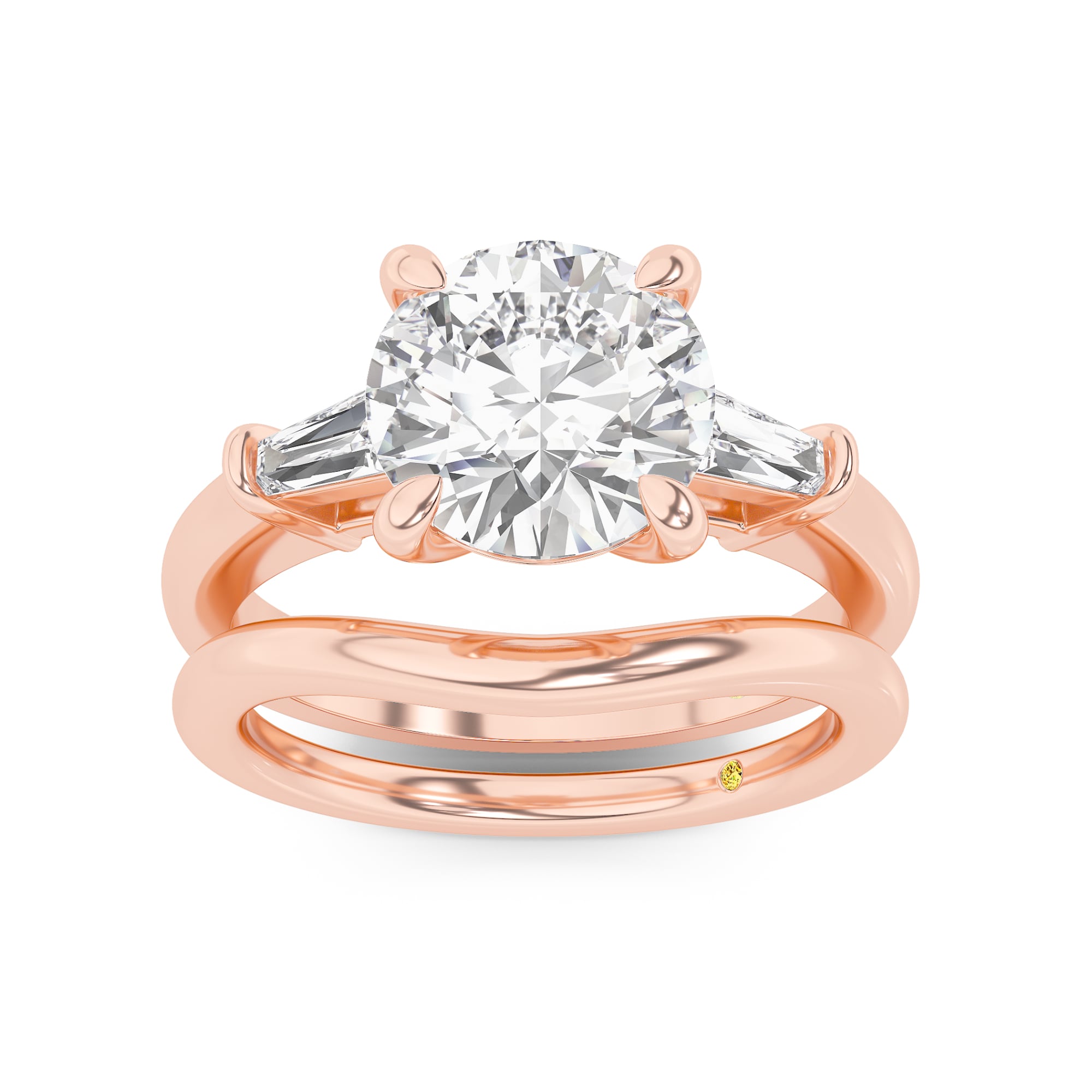 Ignite Lab Grown Round Diamond Engagement Ring with the Zola Wedding Band