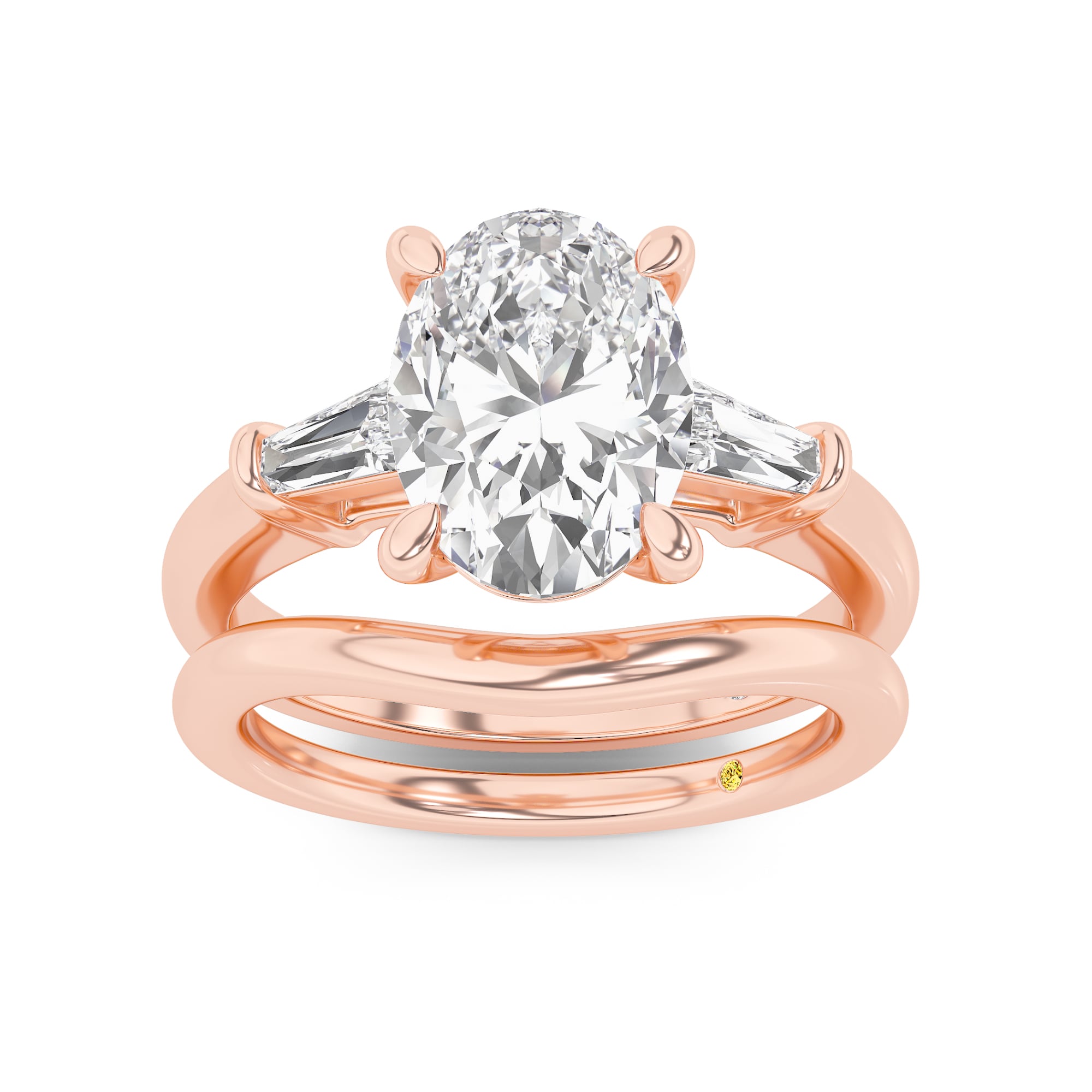 Ignite Lab Grown Oval Shaped Diamond Engagement Ring with the Zola Wedding Band