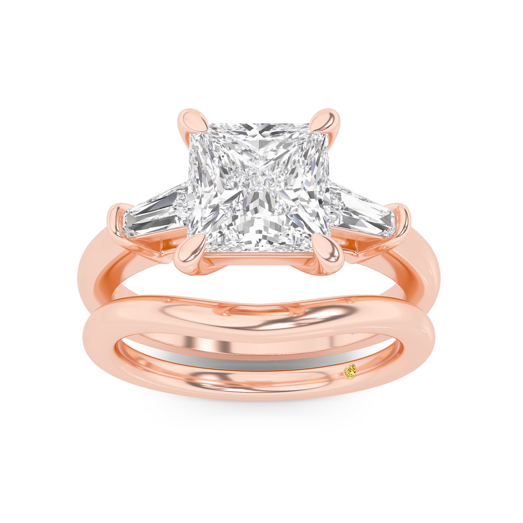 Ignite Lab Grown Princess Cut Diamond Engagement Ring with the Zola Wedding Band